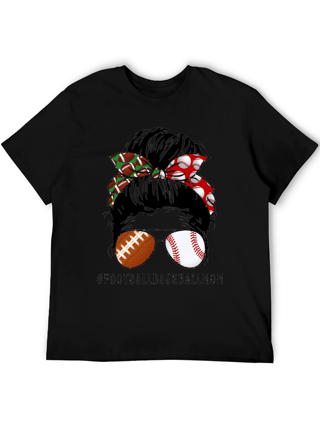 Football Baseball Messy Bun T-Shirt