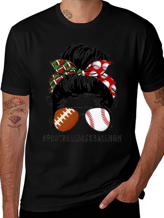 Football Baseball Messy Bun T-Shirt