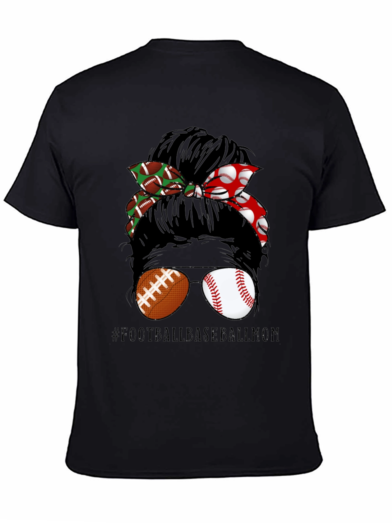 Football Baseball Messy Bun T-Shirt