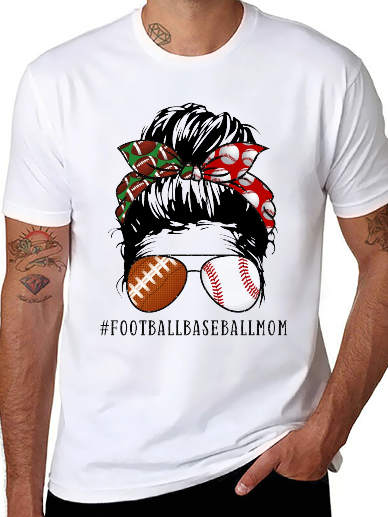 Football Baseball Messy Bun T-Shirt