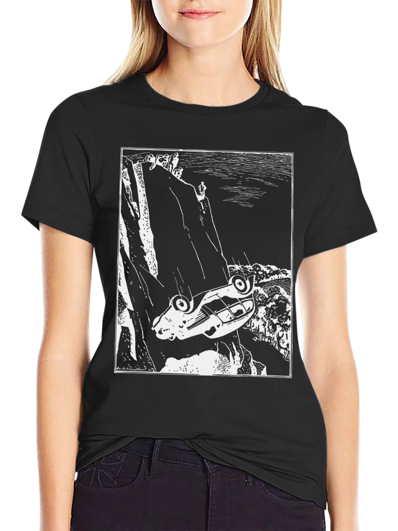 Cliffside Car Crash Graphic Tee