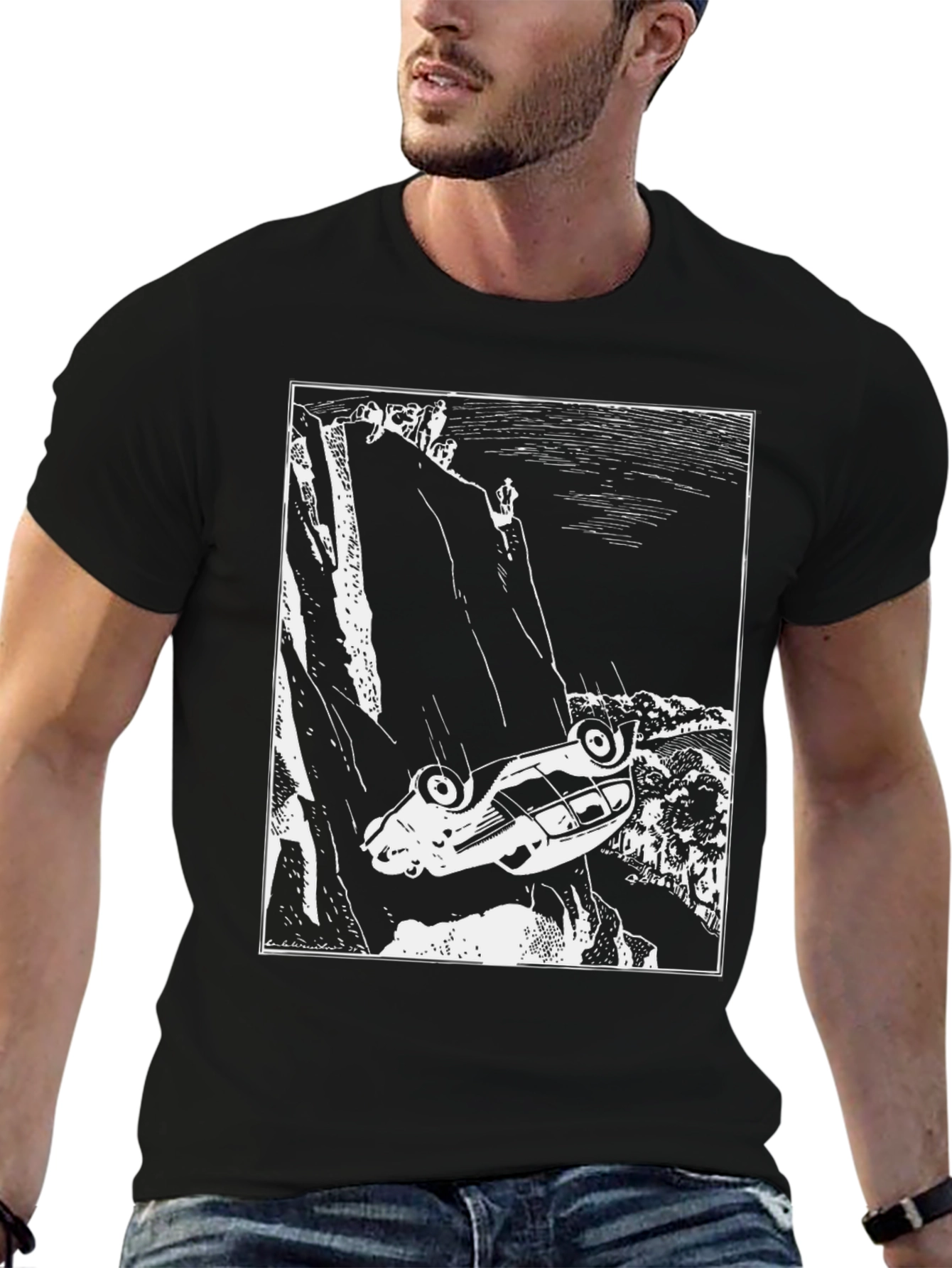 Cliffside Car Crash Graphic Tee