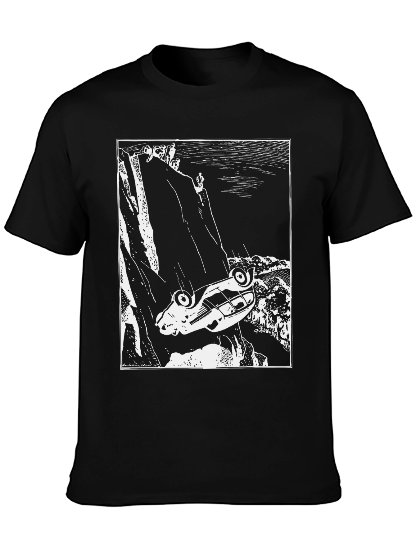 Cliffside Car Crash Graphic Tee