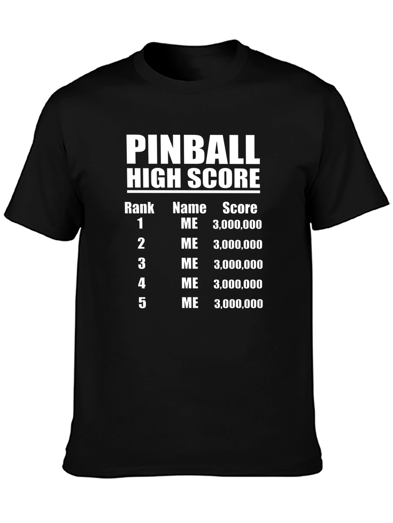 Pinball High Score Black T-Shirt