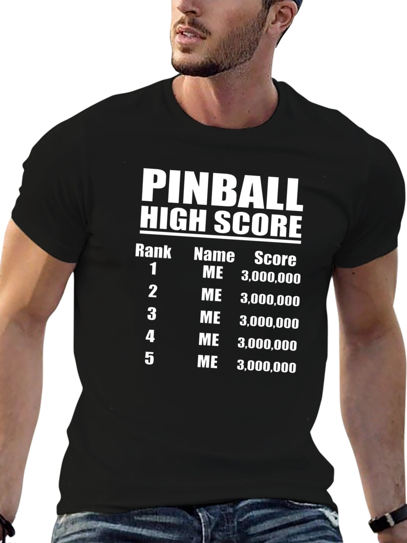 Pinball High Score Black T-Shirt