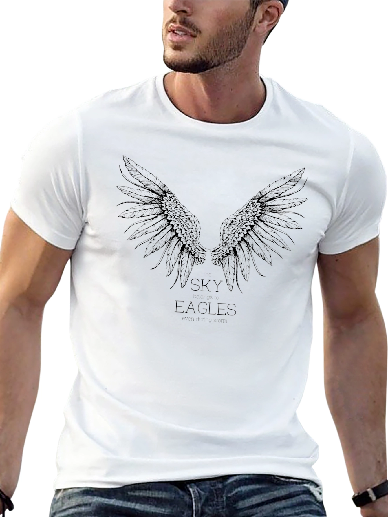 Sky Eagles Graphic Tee - Black Casual T-Shirt
