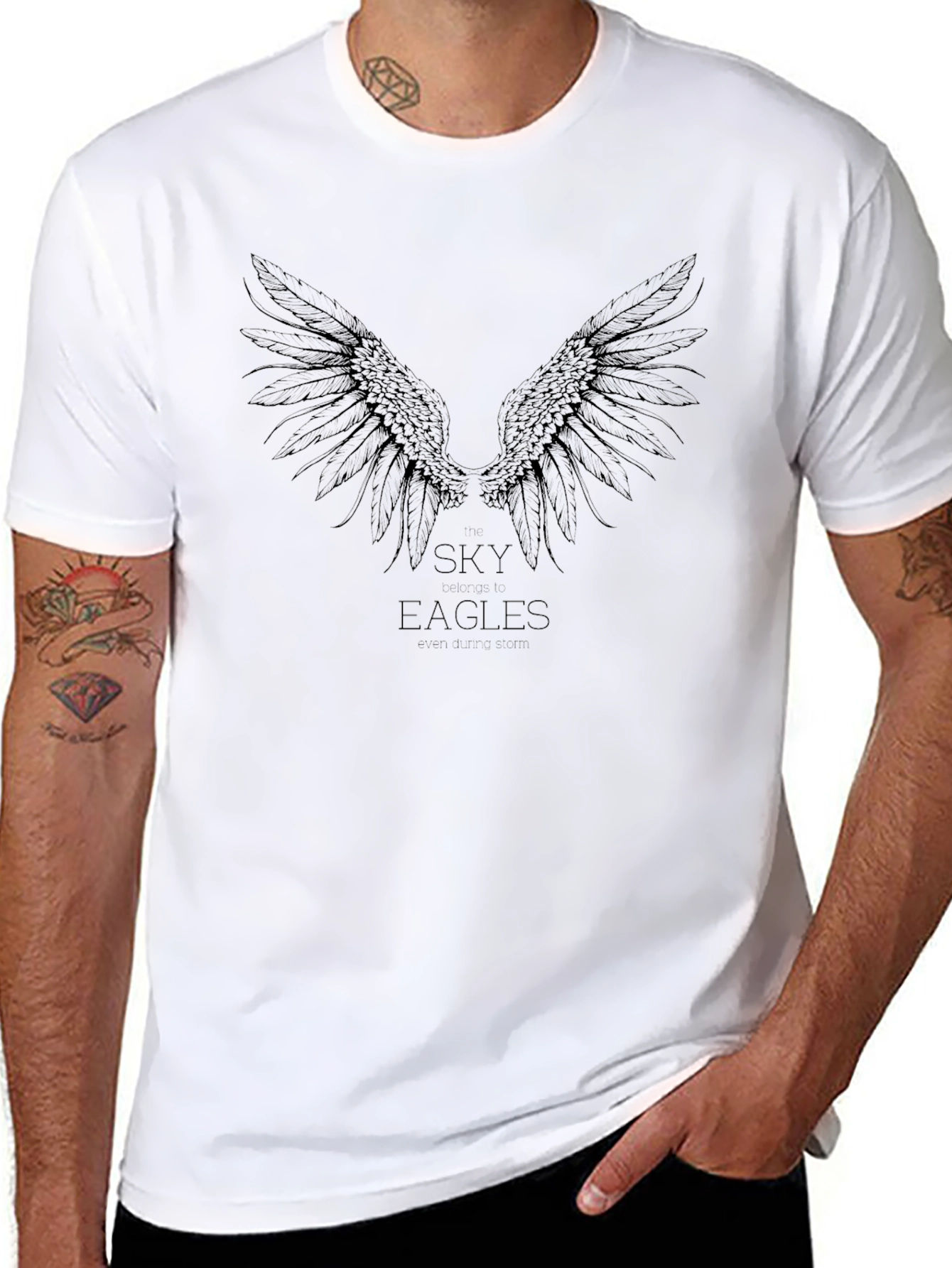 Sky Eagles Graphic Tee - Black Casual T-Shirt