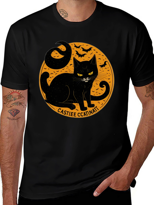 Halloween Black Cat Graphic T-Shirt