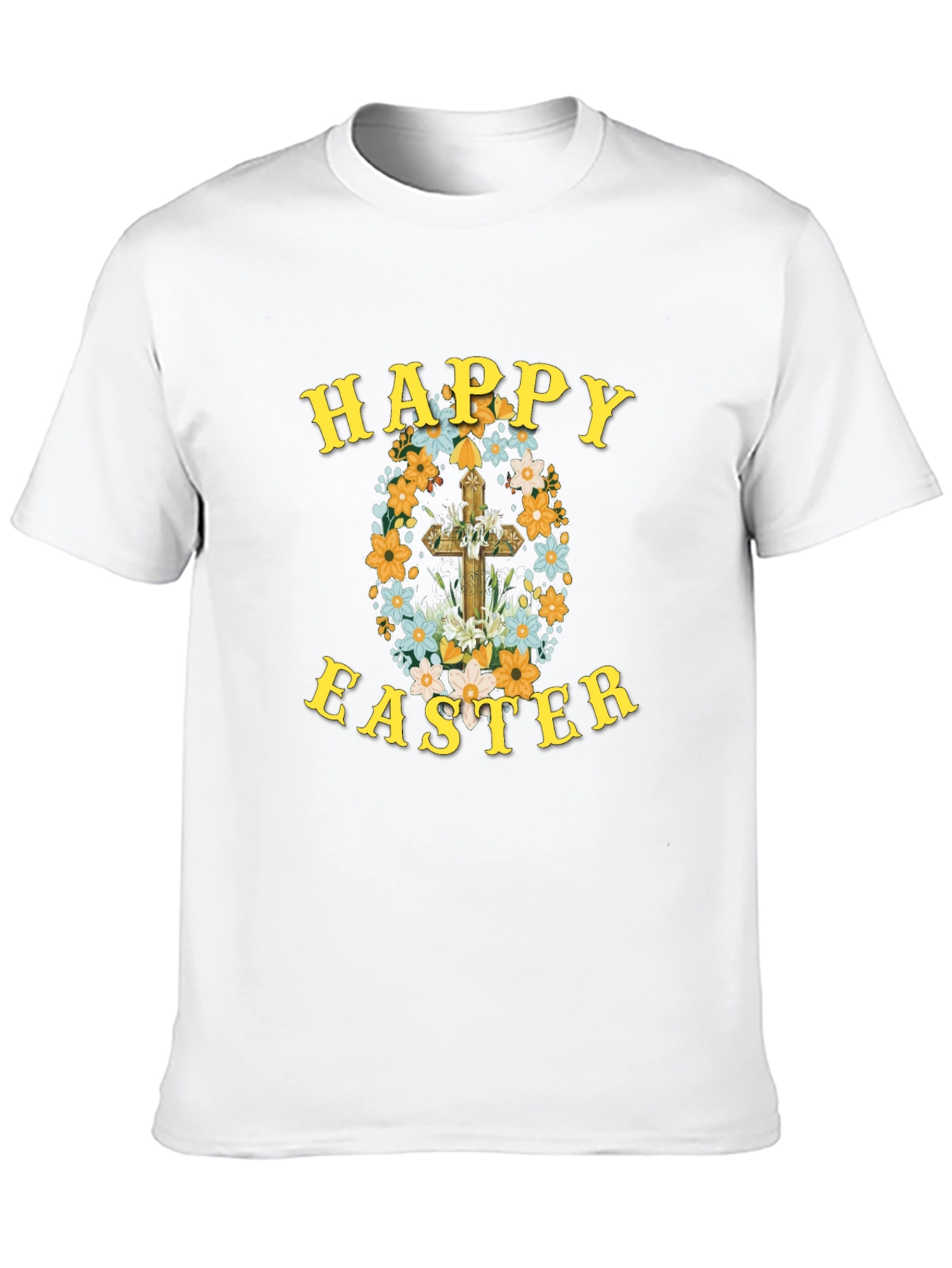Happy Easter Floral Cross Graphic Tee