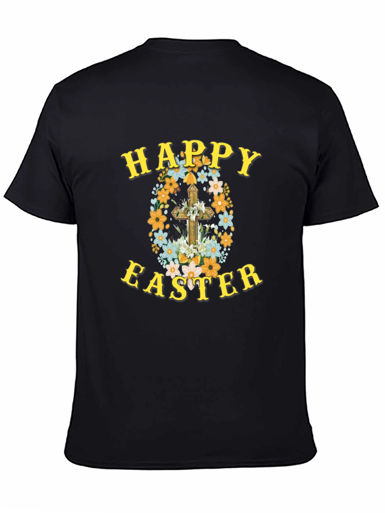 Happy Easter Floral Cross Graphic Tee