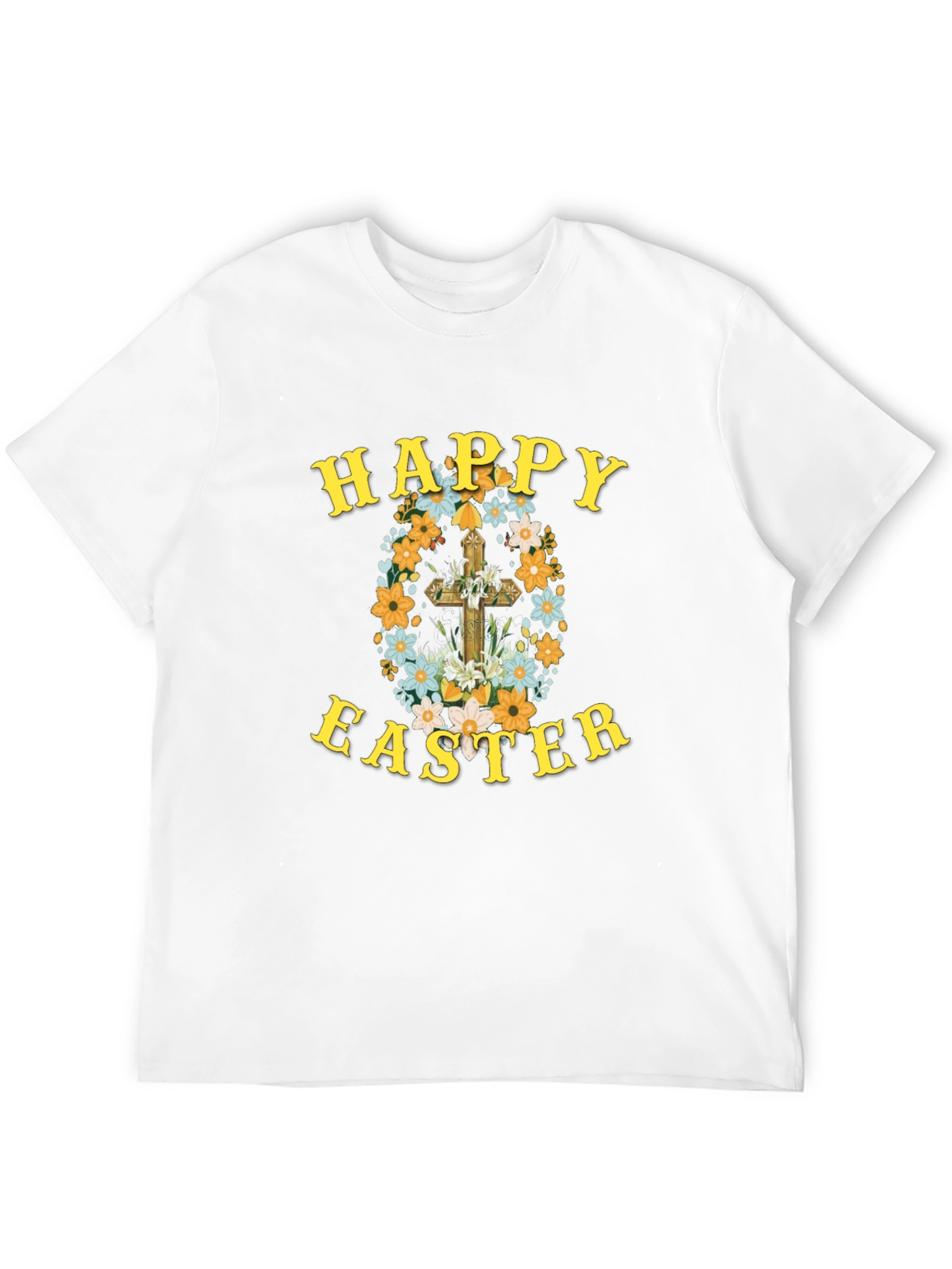 Happy Easter Floral Cross Graphic Tee