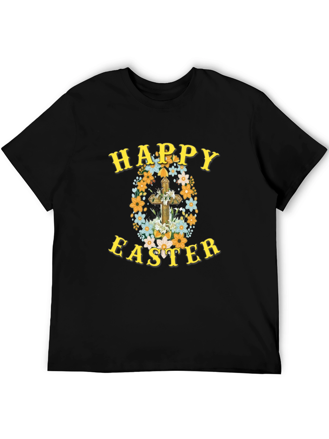 Happy Easter Floral Cross Graphic Tee