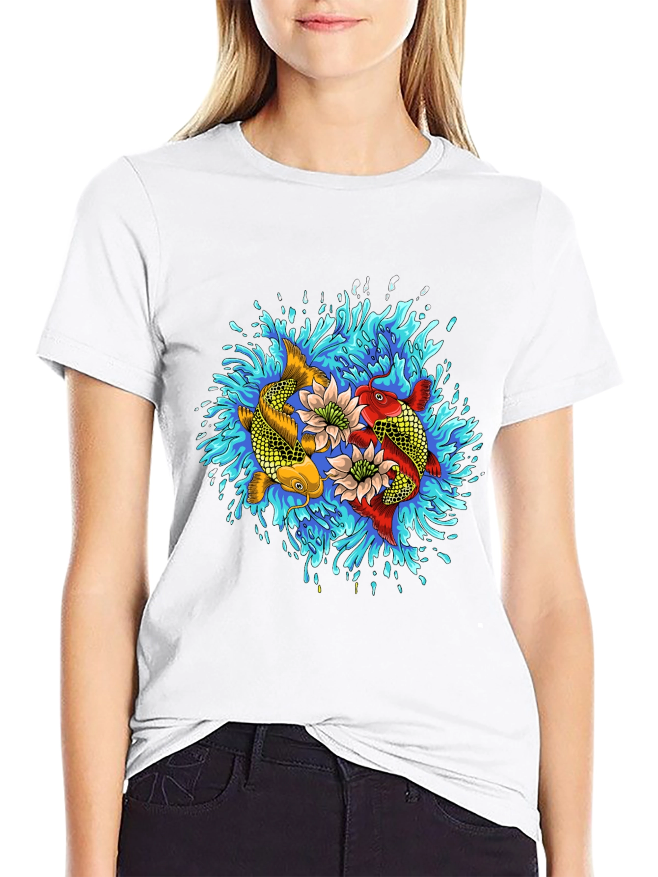 Koi Fish Graphic T-Shirt - Artistic Water Design