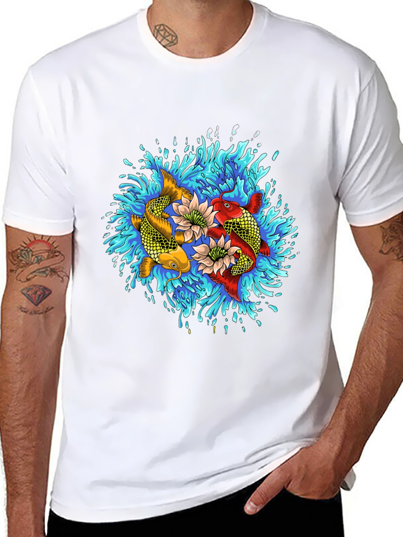 Koi Fish Graphic T-Shirt - Artistic Water Design