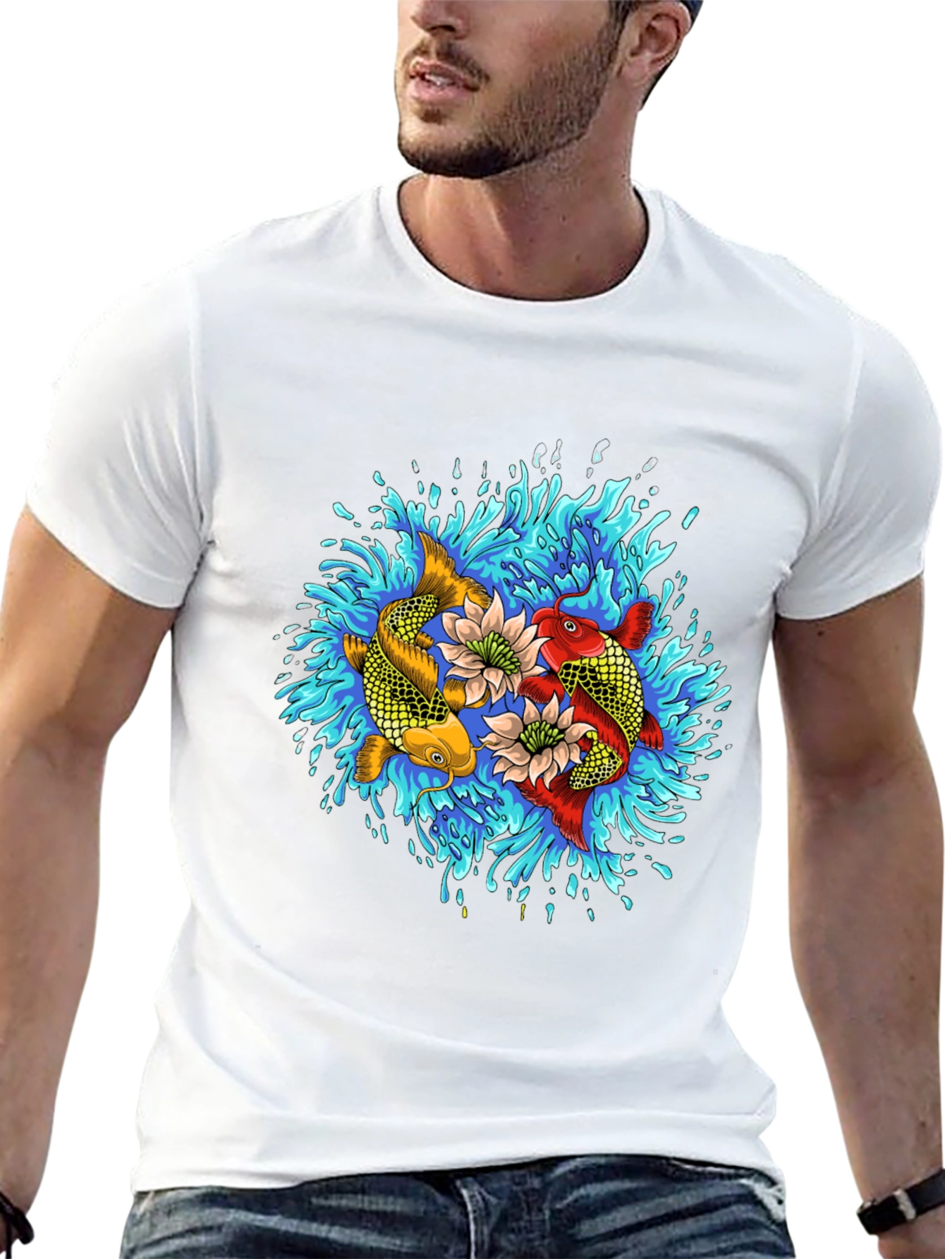 Koi Fish Graphic T-Shirt - Artistic Water Design