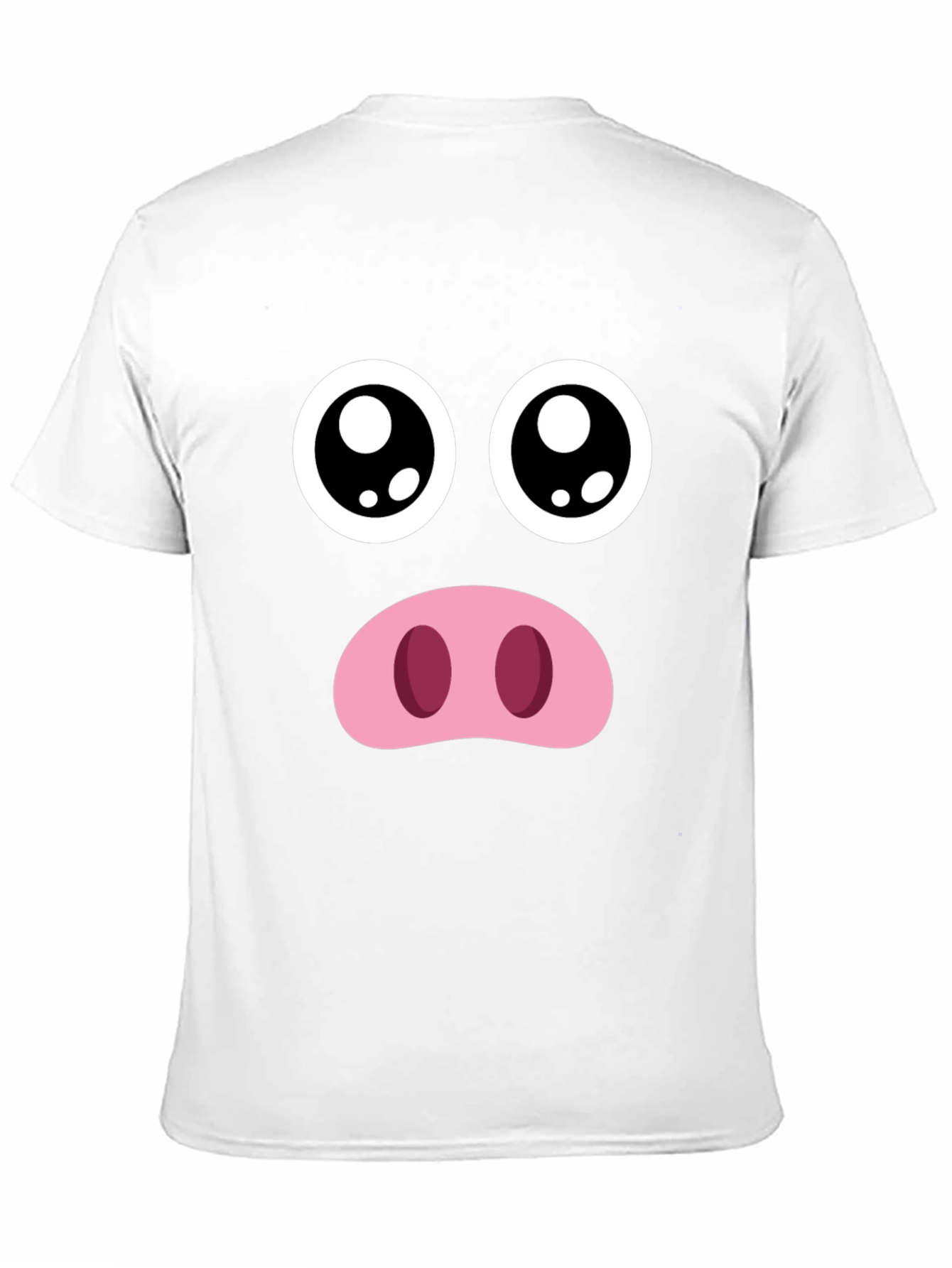 Funny Pig Face Graphic Tee - Black Crewneck T-Shirt