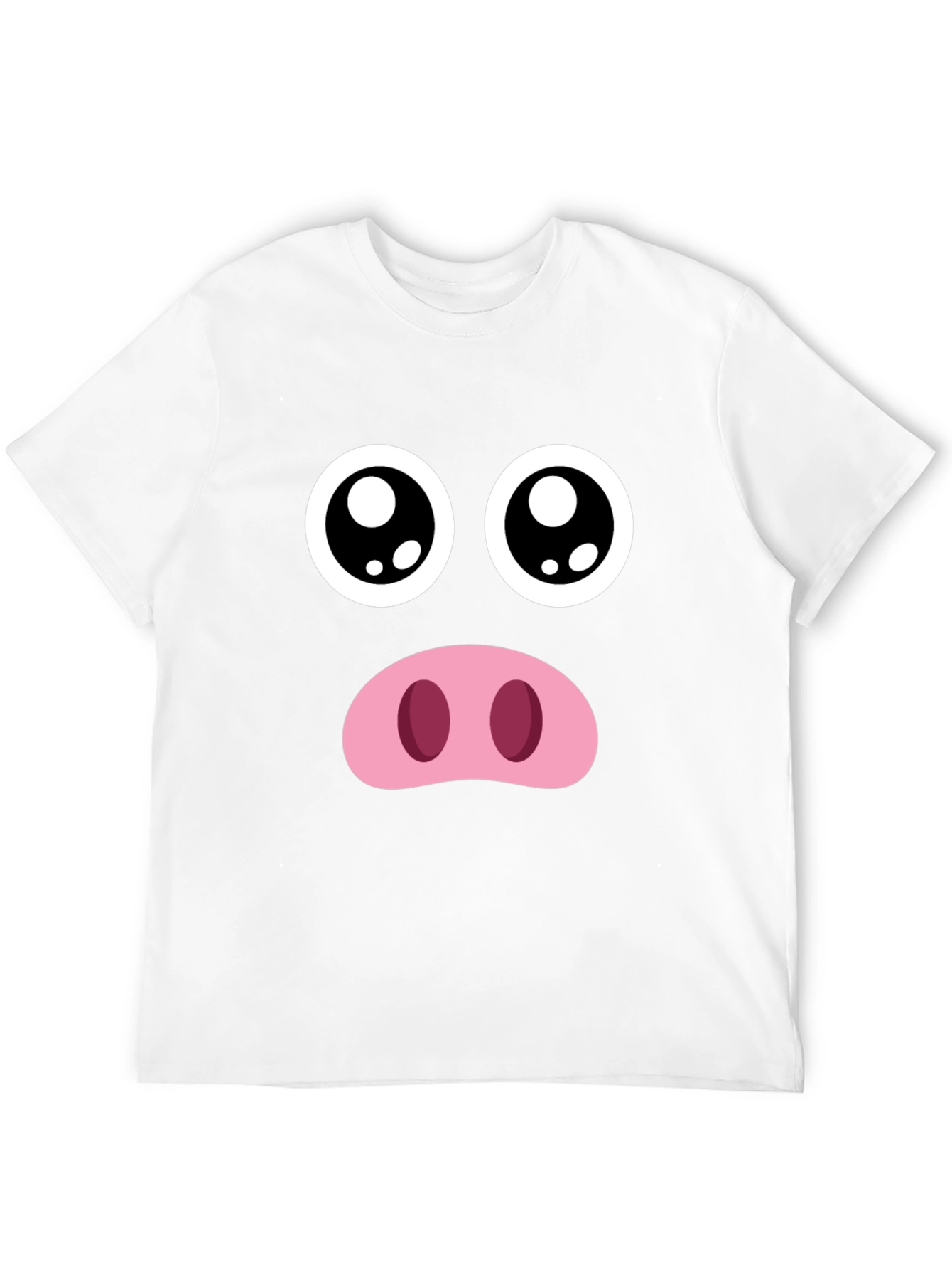 Funny Pig Face Graphic Tee - Black Crewneck T-Shirt