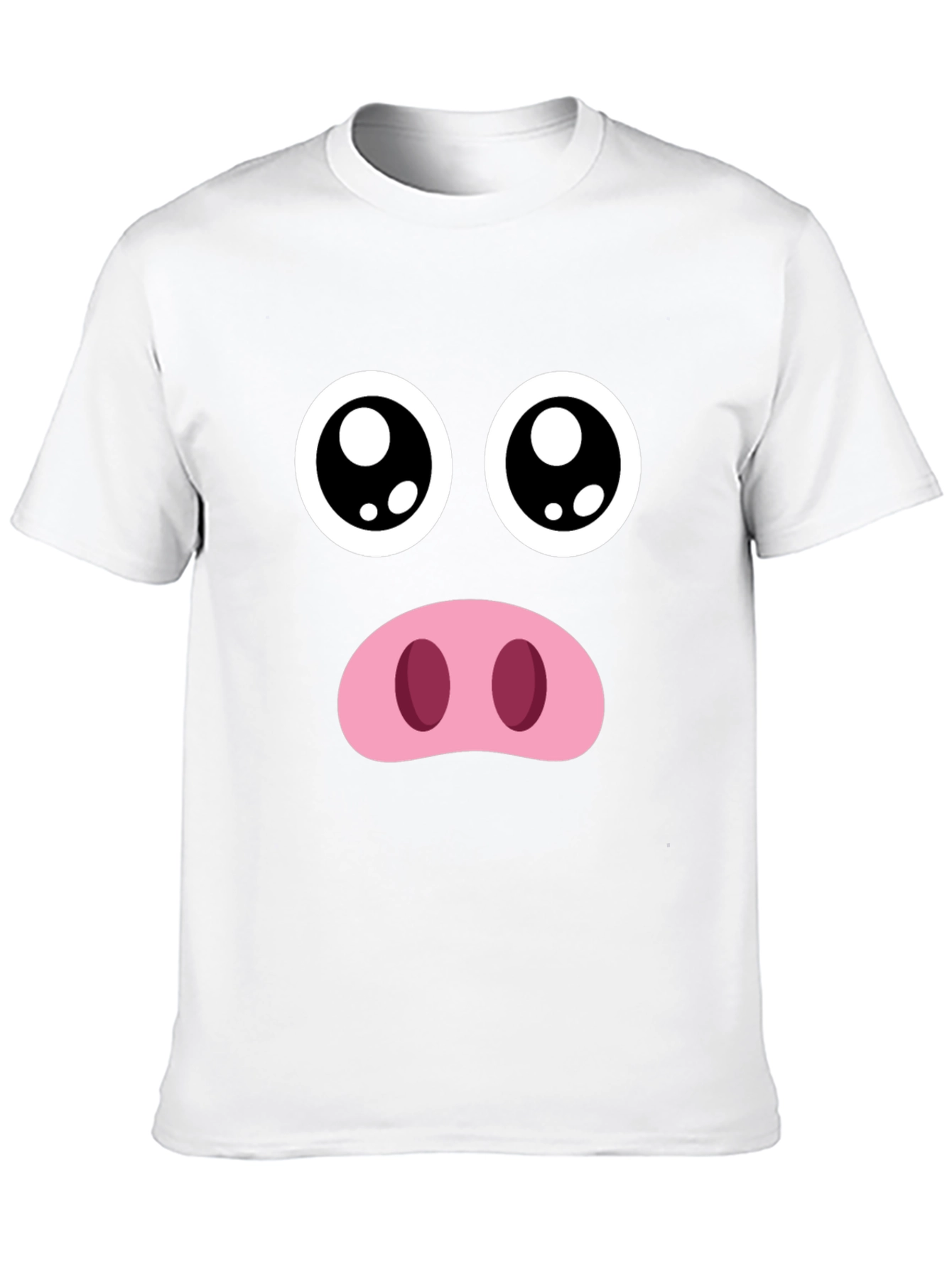 Funny Pig Face Graphic Tee - Black Crewneck T-Shirt