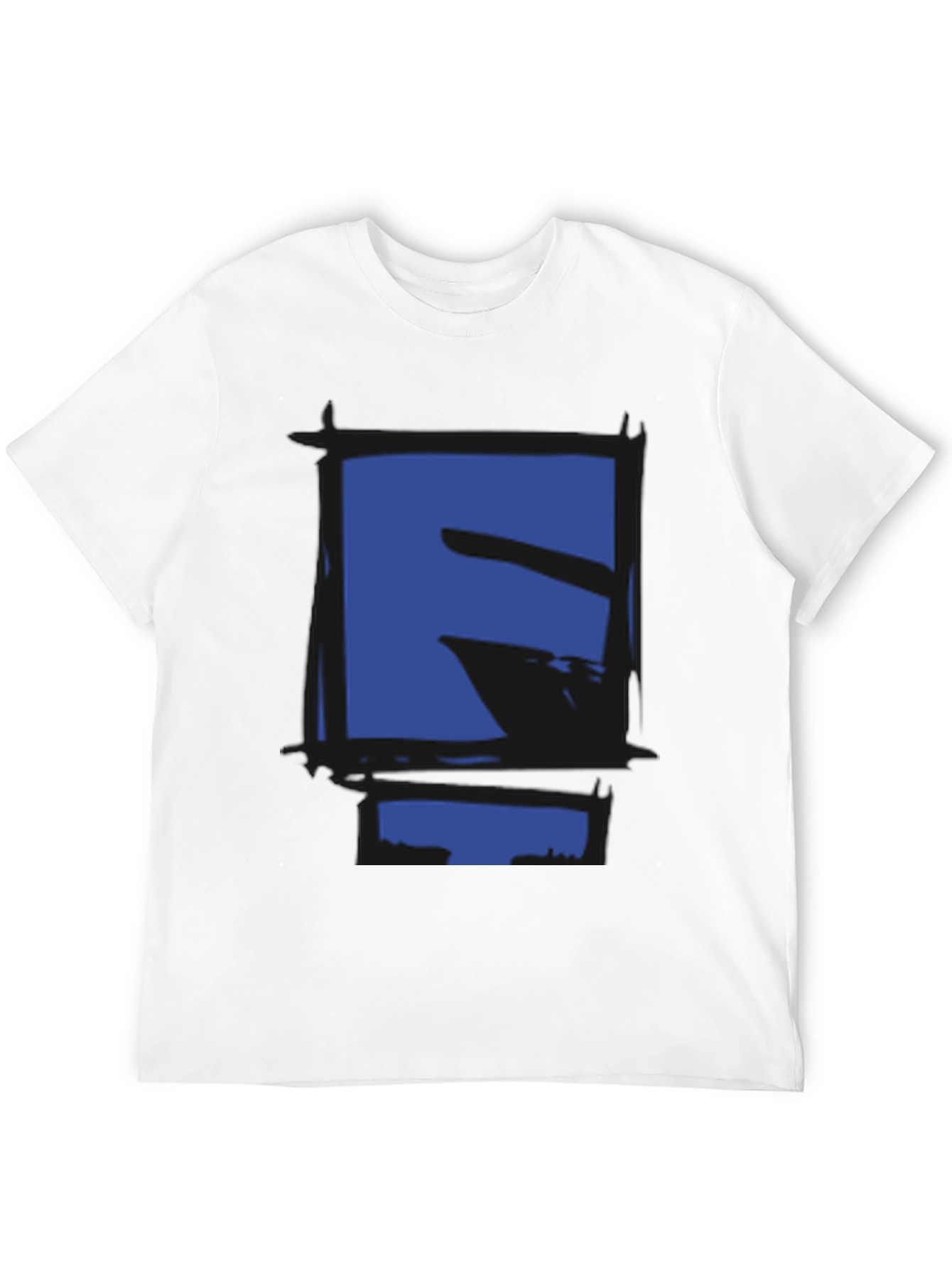 Abstract Blue Graphic Print Black T-Shirt