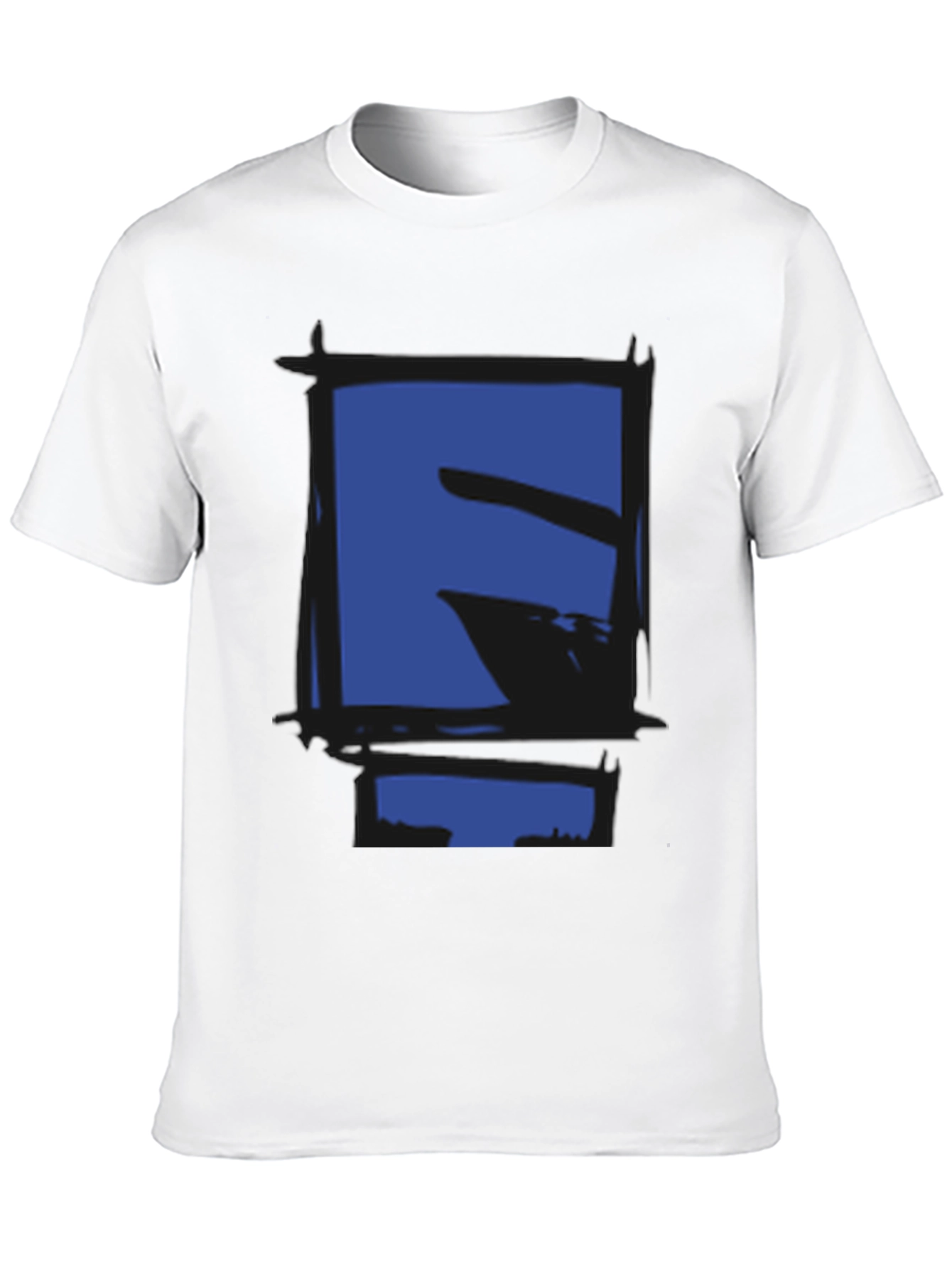 Abstract Blue Graphic Print Black T-Shirt