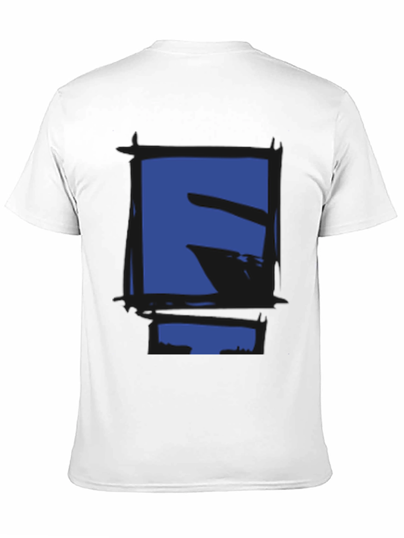 Abstract Blue Graphic Print Black T-Shirt