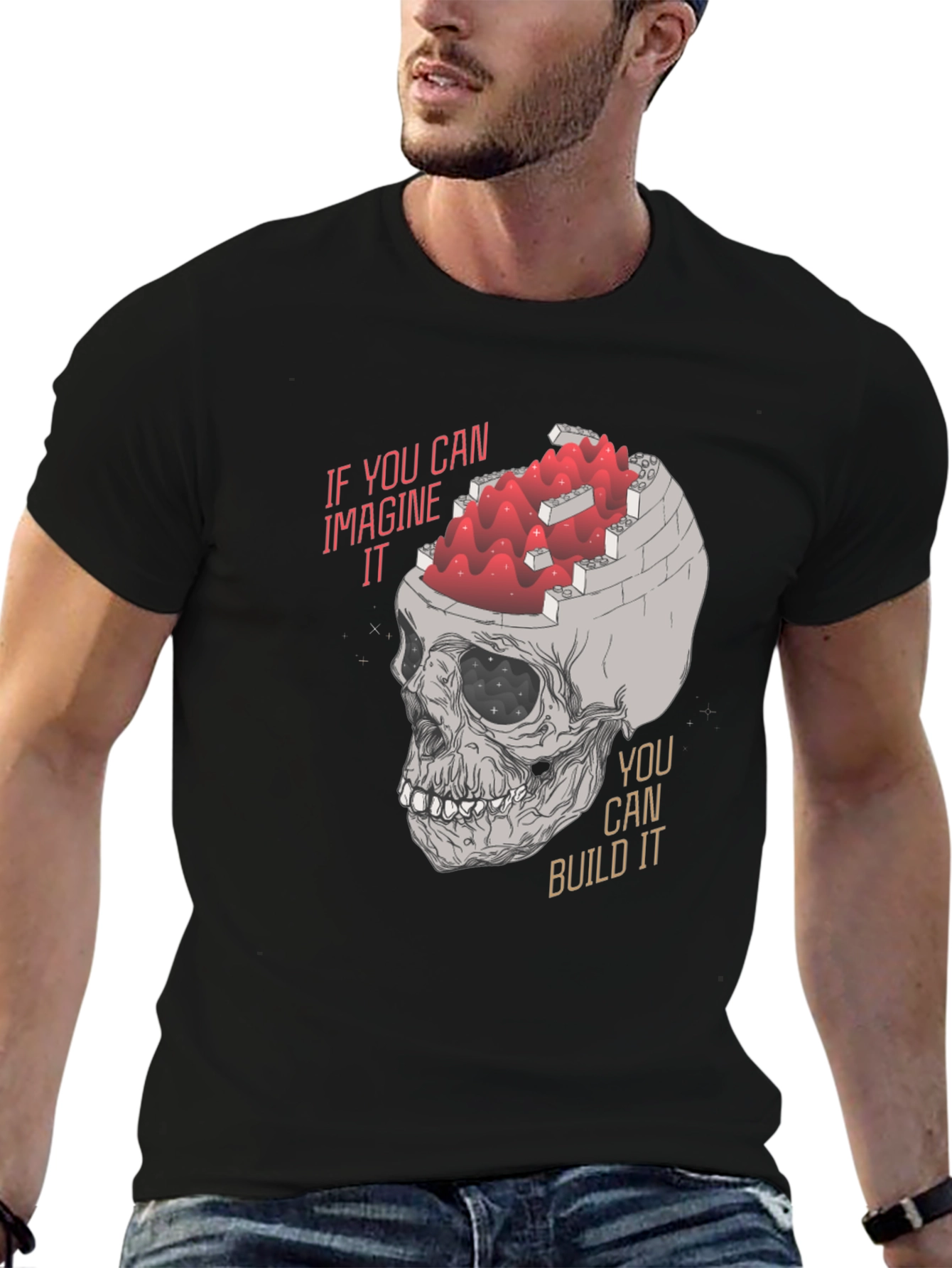Imaginative Skull Graphic T-Shirt