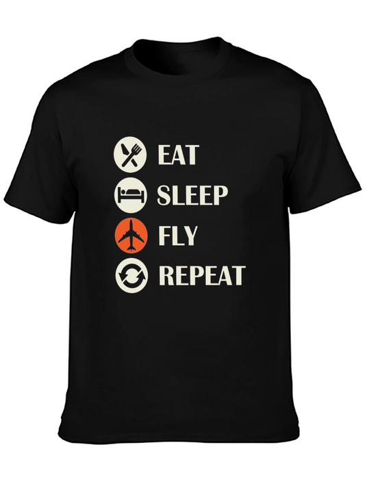 Eat Sleep Fly Repeat Graphic Tee - Aviation T-Shirt