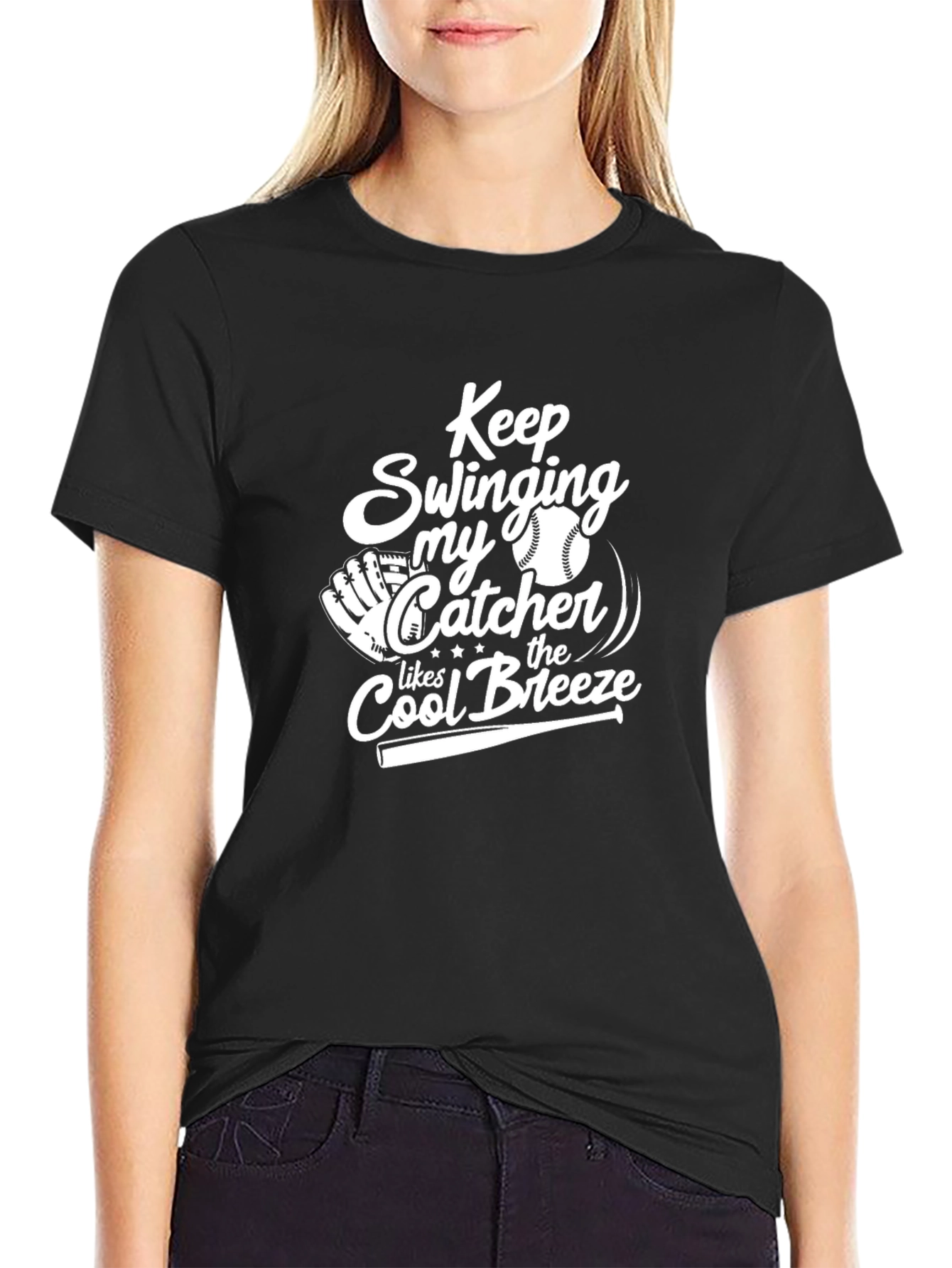 Baseball Catcher T-Shirt: Keep Swinging Cool Breeze