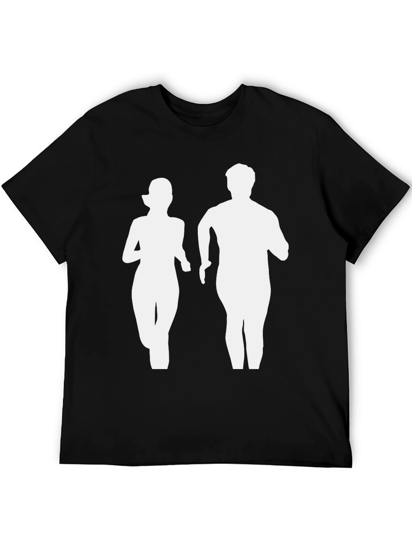 Runner Couple Graphic Tee - Black Cotton T-Shirt