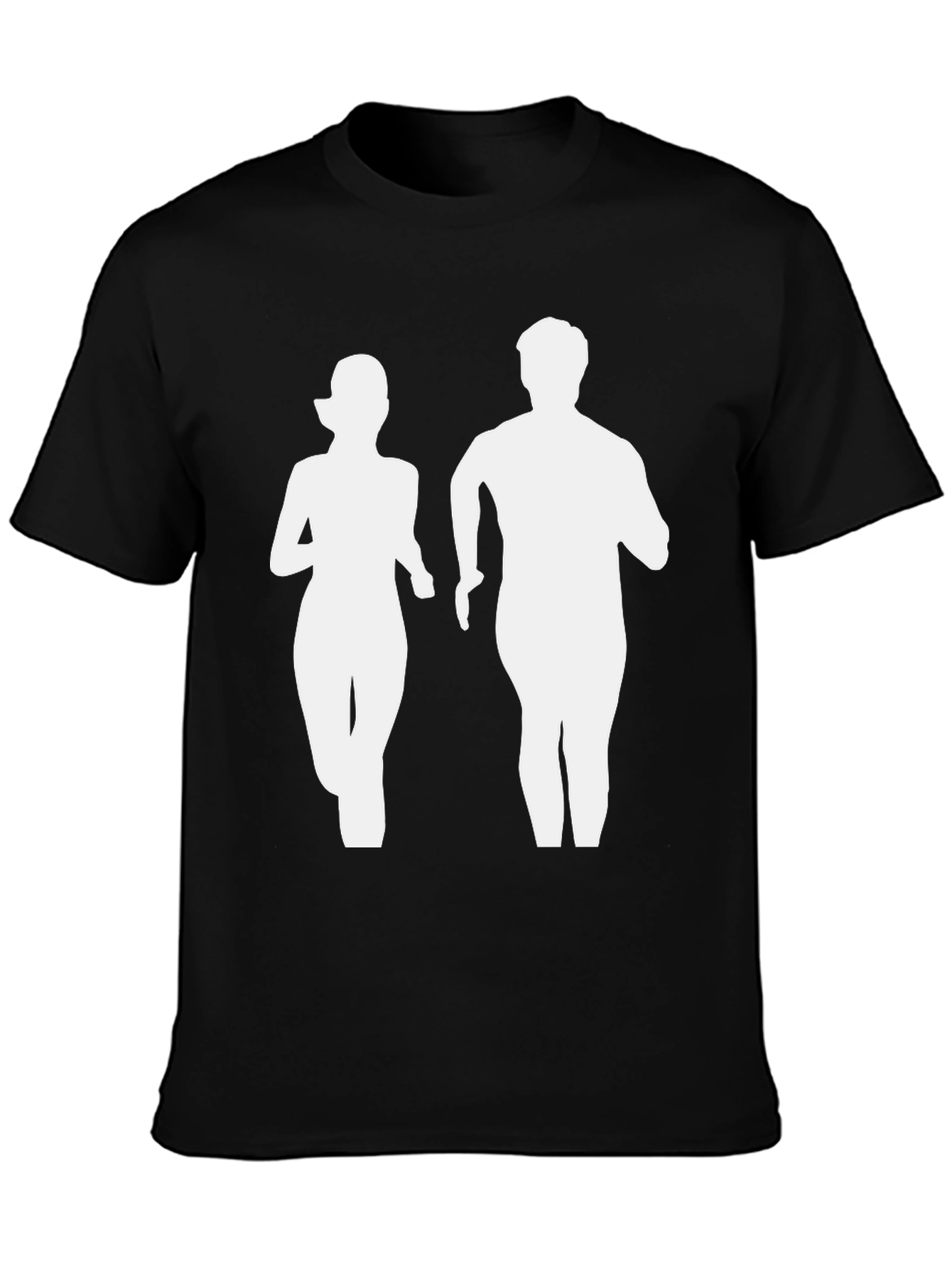 Runner Couple Graphic Tee - Black Cotton T-Shirt