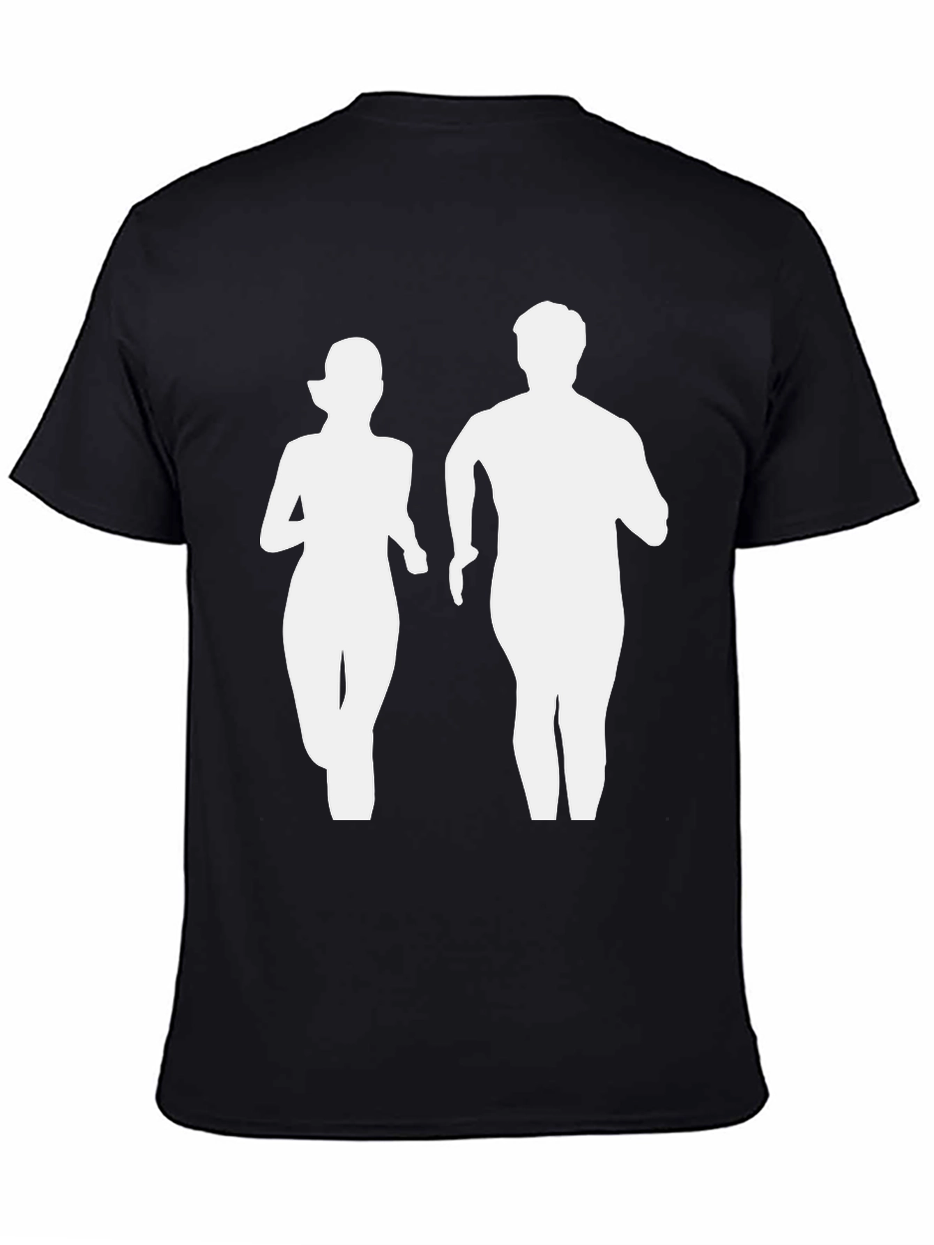 Runner Couple Graphic Tee - Black Cotton T-Shirt