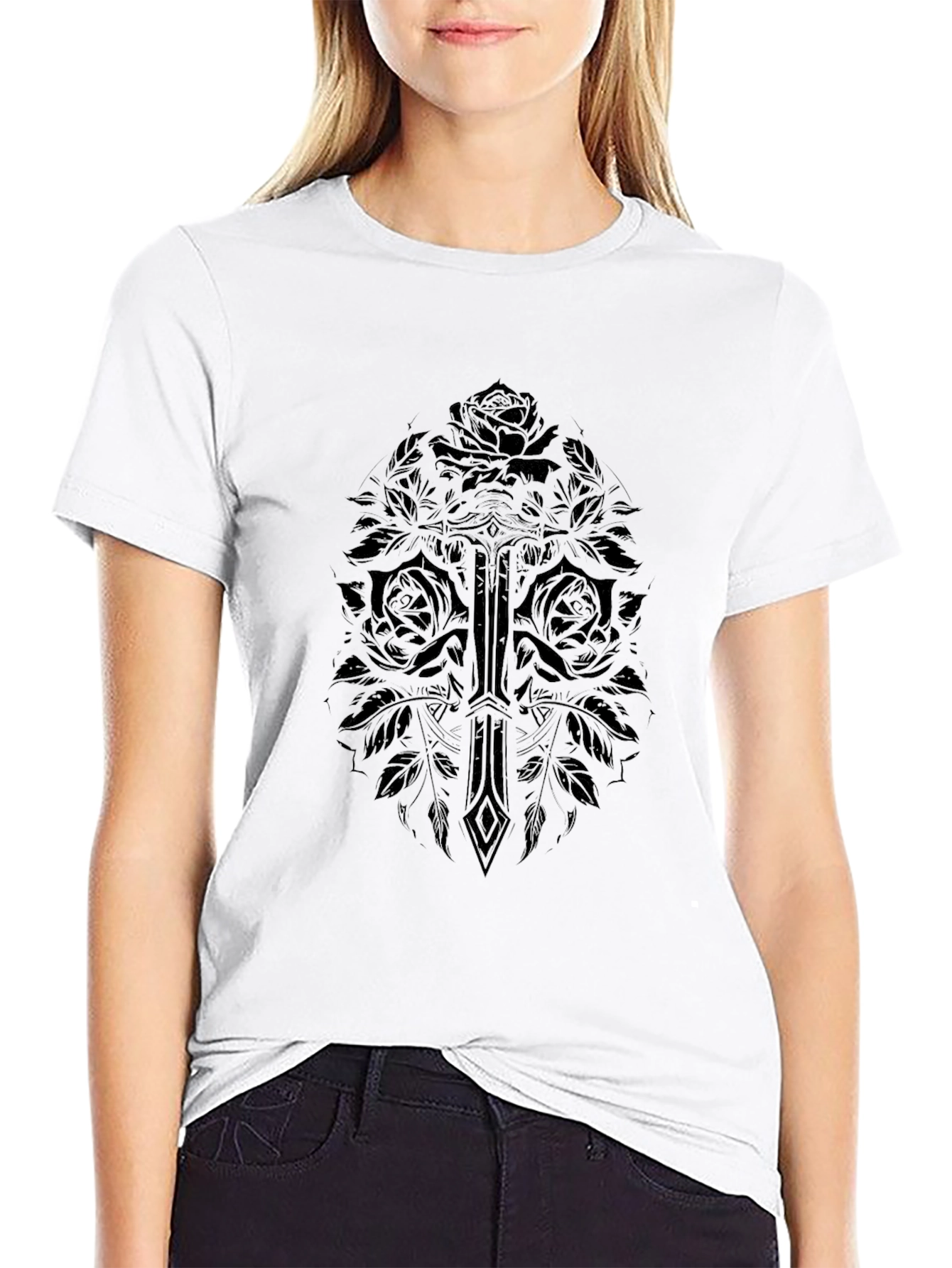 Sword & Roses Graphic T-Shirt - Black
