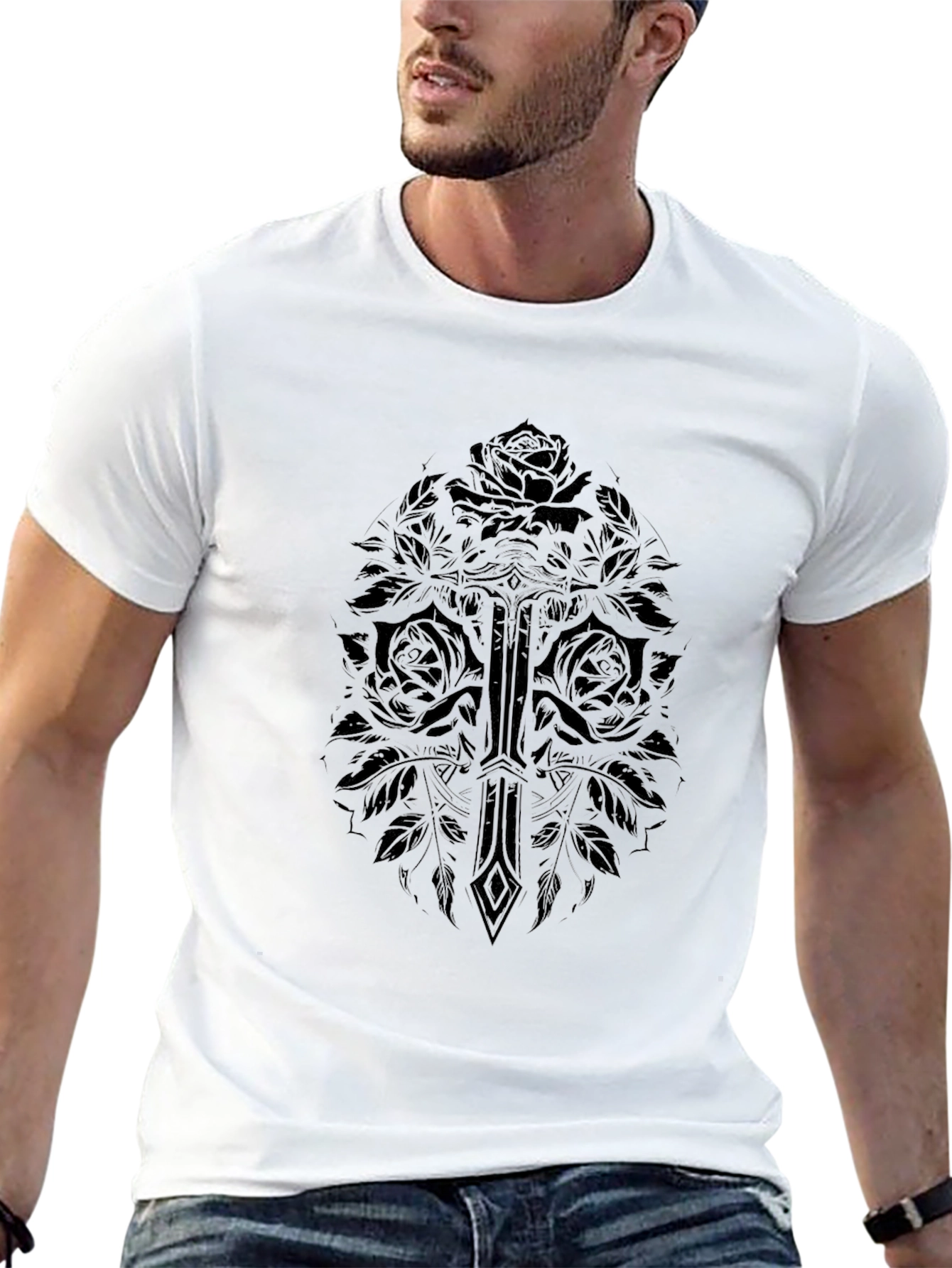 Sword & Roses Graphic T-Shirt - Black