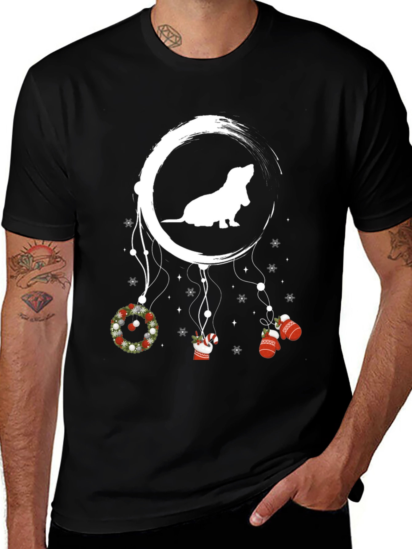 Dog Moon Christmas T-Shirt