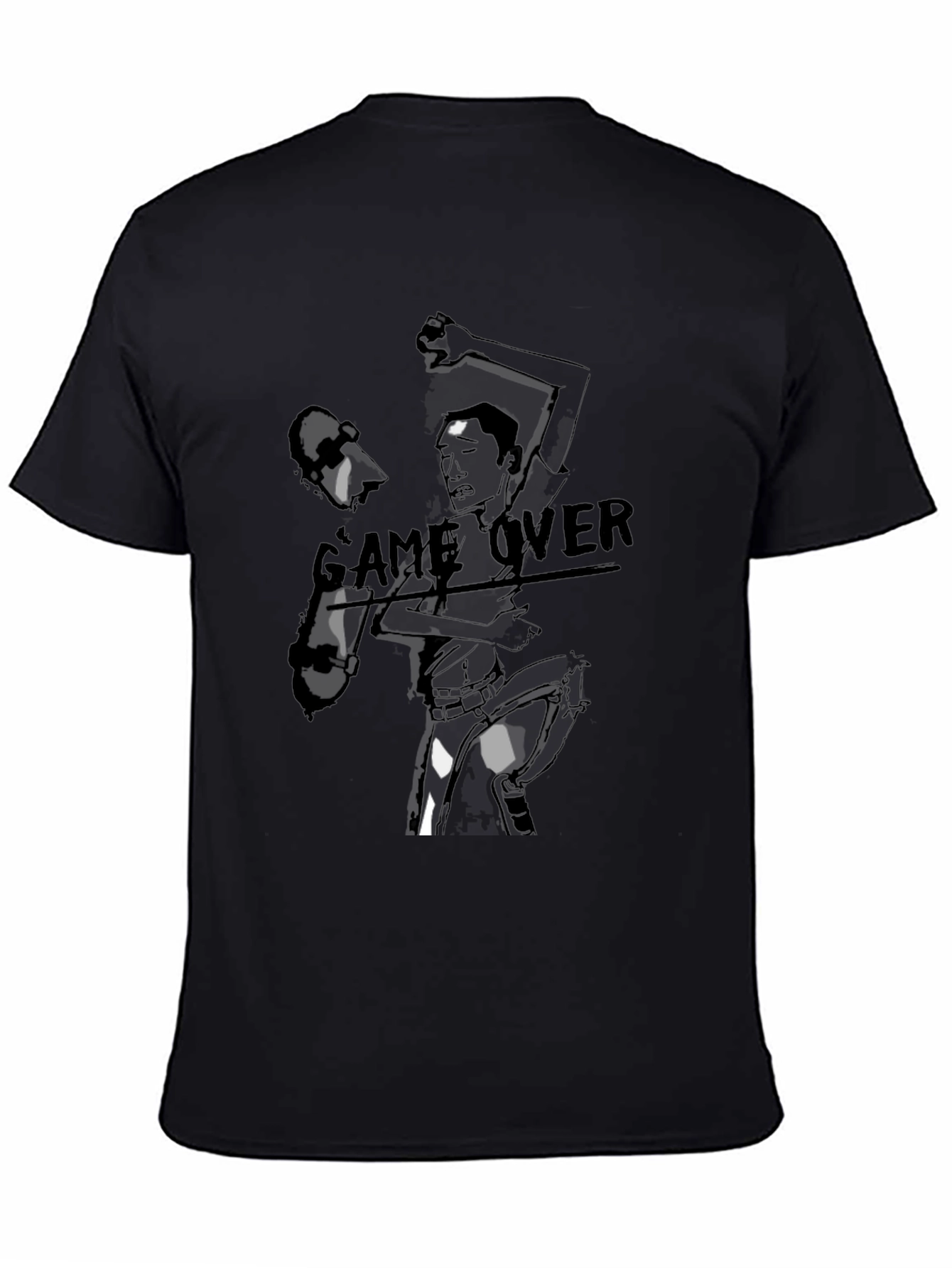 Game Over Graphic Print Black T-Shirt