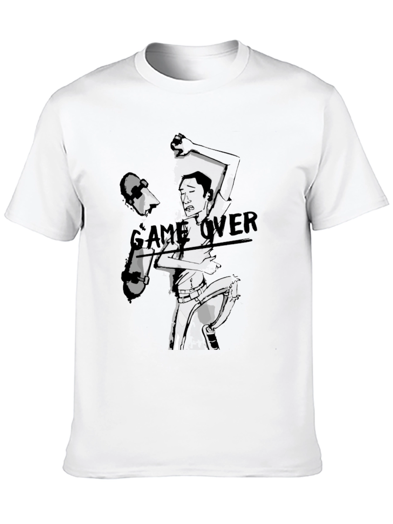 Game Over Graphic Print Black T-Shirt