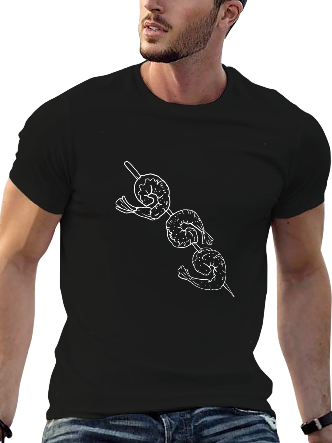 Shrimp Skewer Graphic Tee - Black Casual T-Shirt