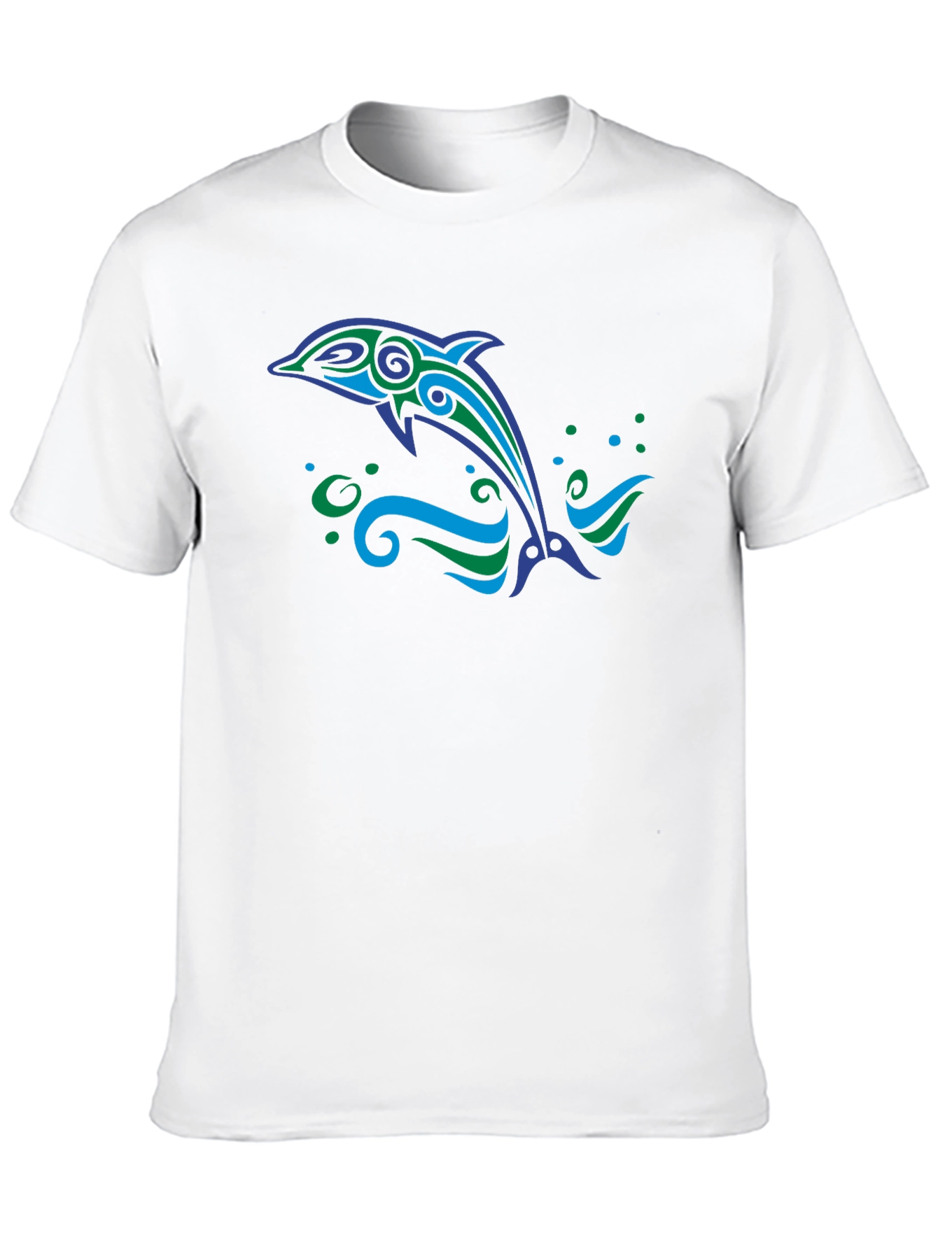 Tribal Dolphin Graphic Tee - Black Cotton Blend