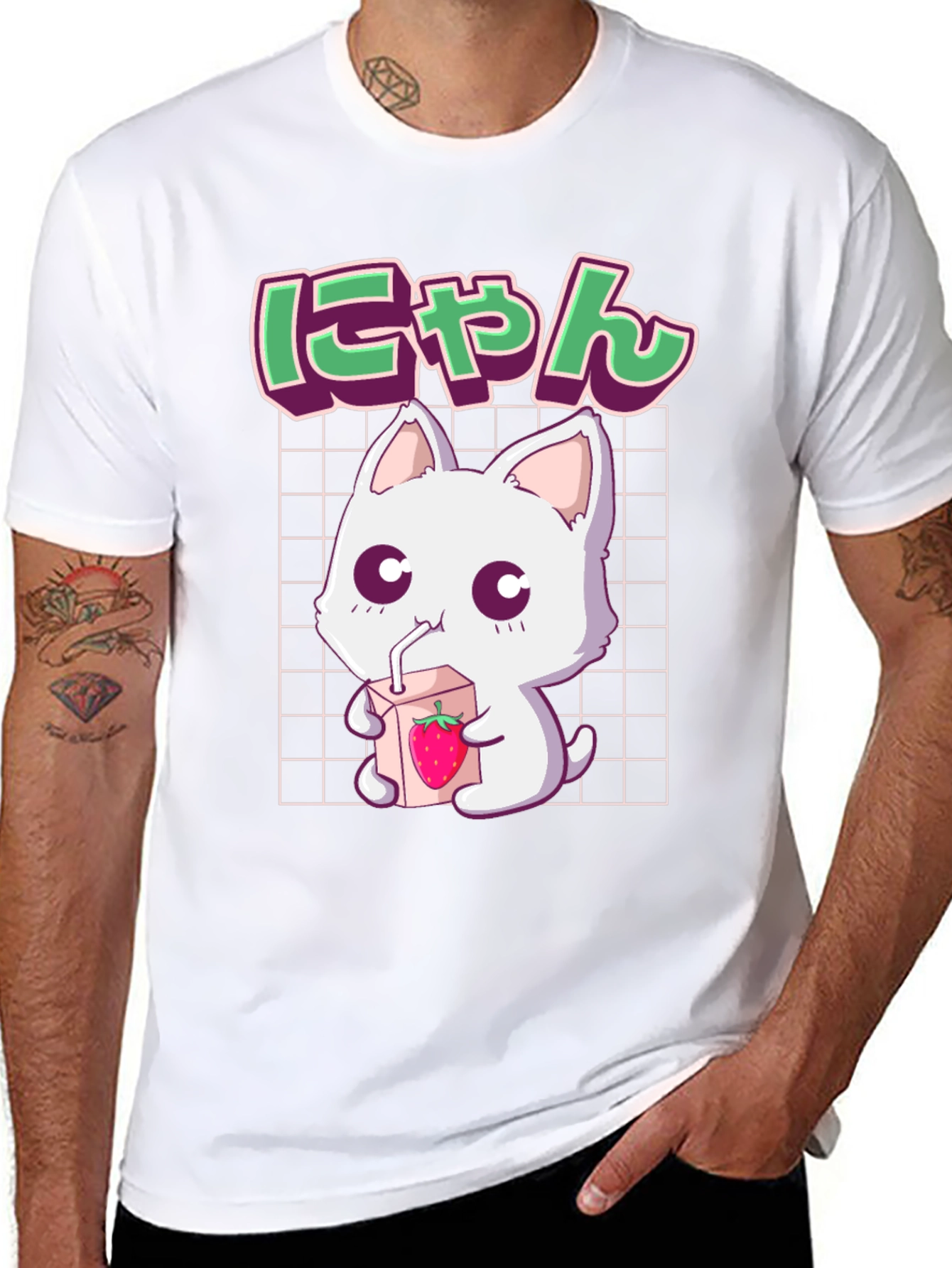 Cute Anime Cat T-Shirt - Strawberry Milk