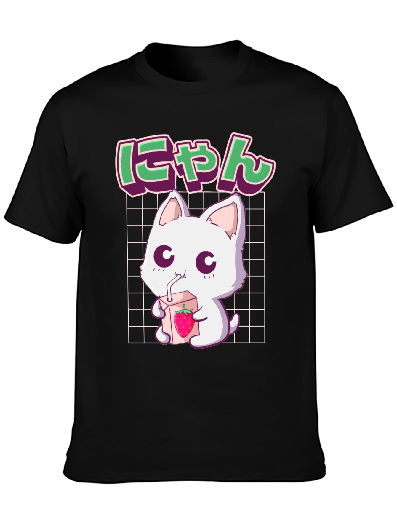 Cute Anime Cat T-Shirt - Strawberry Milk