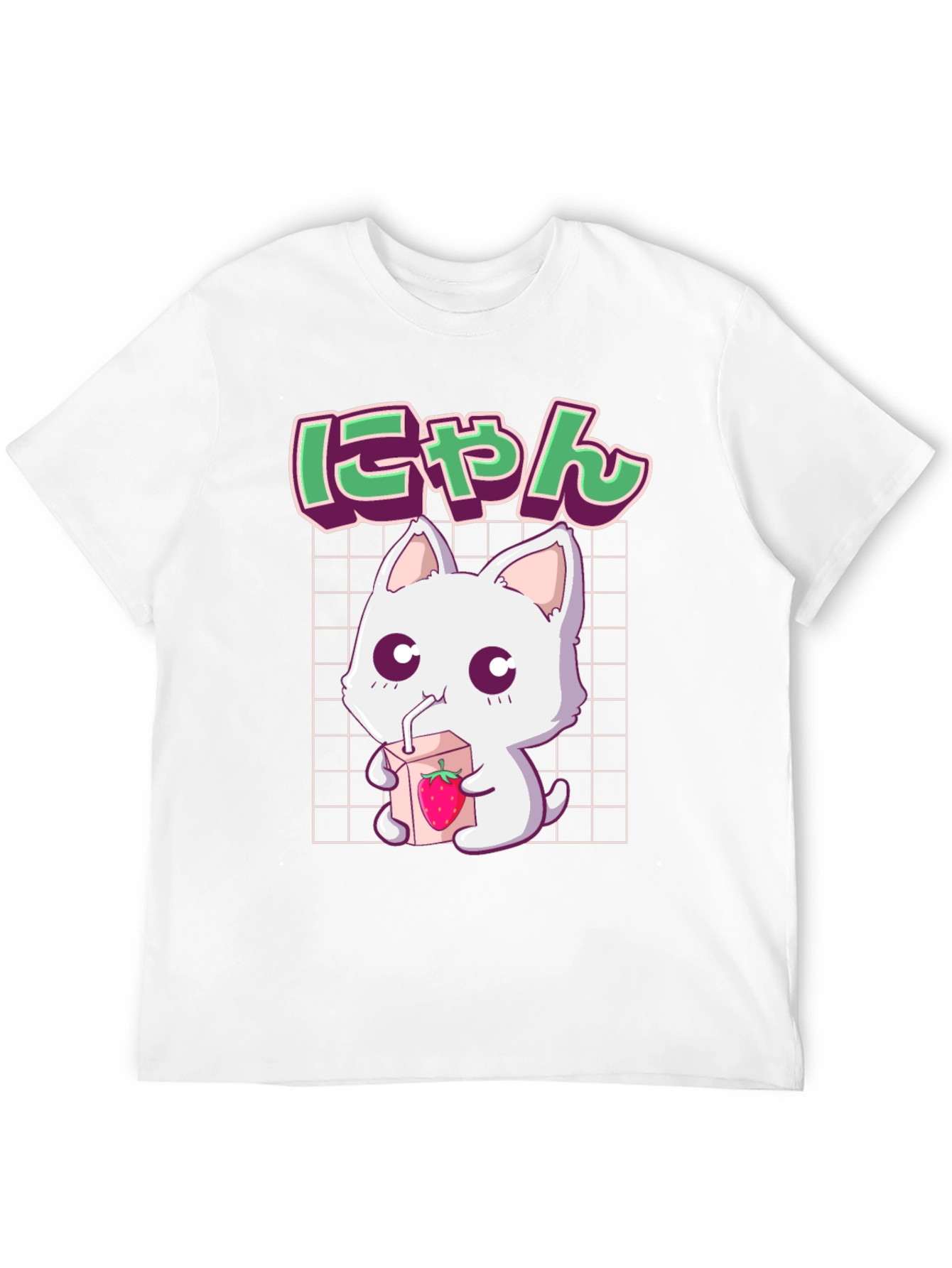 Cute Anime Cat T-Shirt - Strawberry Milk