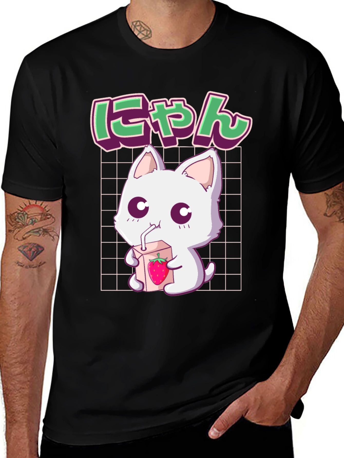 Cute Anime Cat T-Shirt - Strawberry Milk