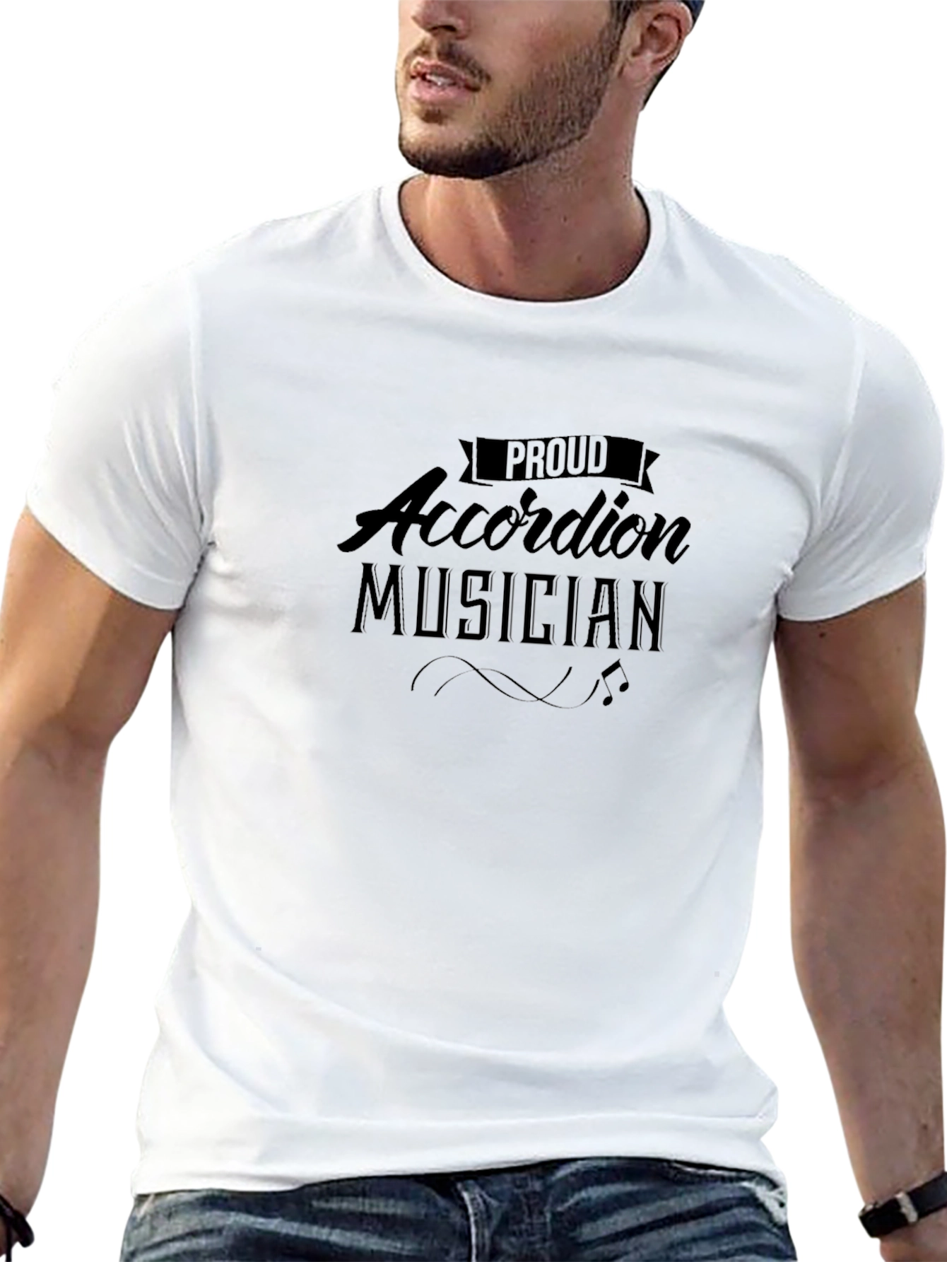 Proud Accordion Musician Black T-Shirt