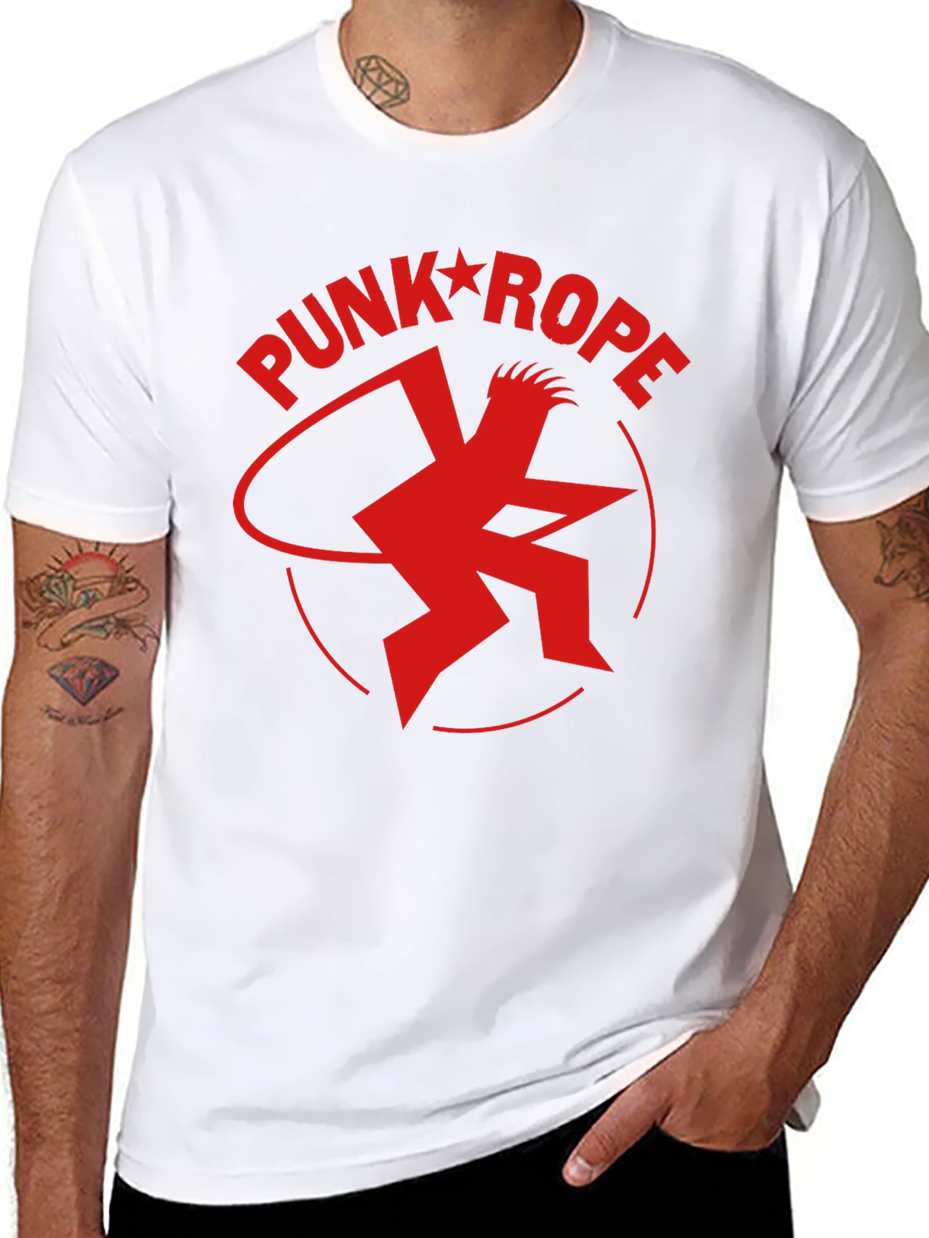 Punk Rope Red Graphic Print Black T-Shirt