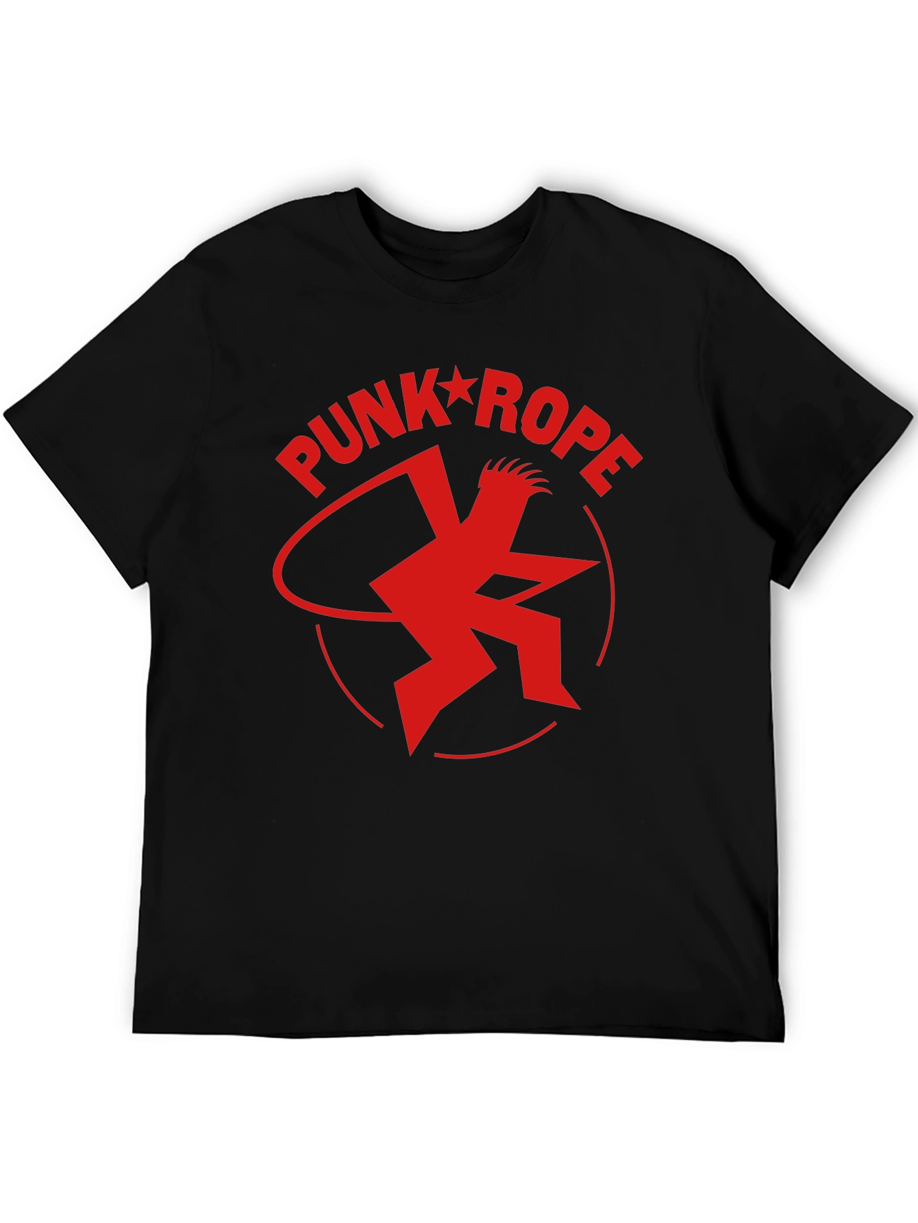 Punk Rope Red Graphic Print Black T-Shirt