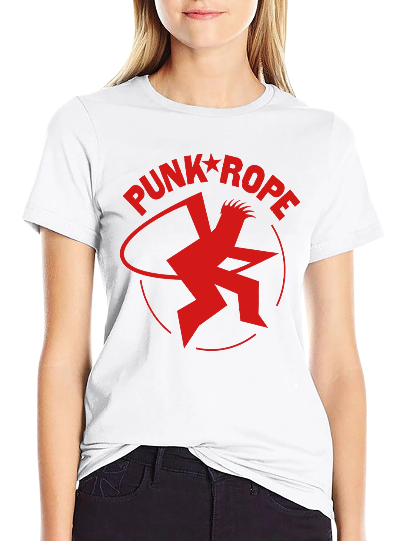 Punk Rope Red Graphic Print Black T-Shirt