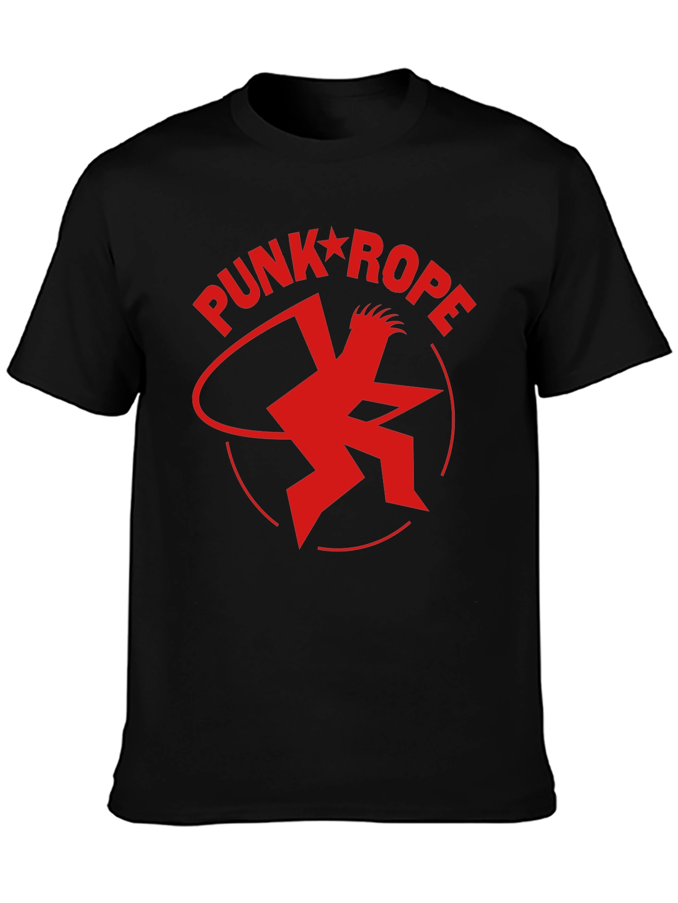 Punk Rope Red Graphic Print Black T-Shirt