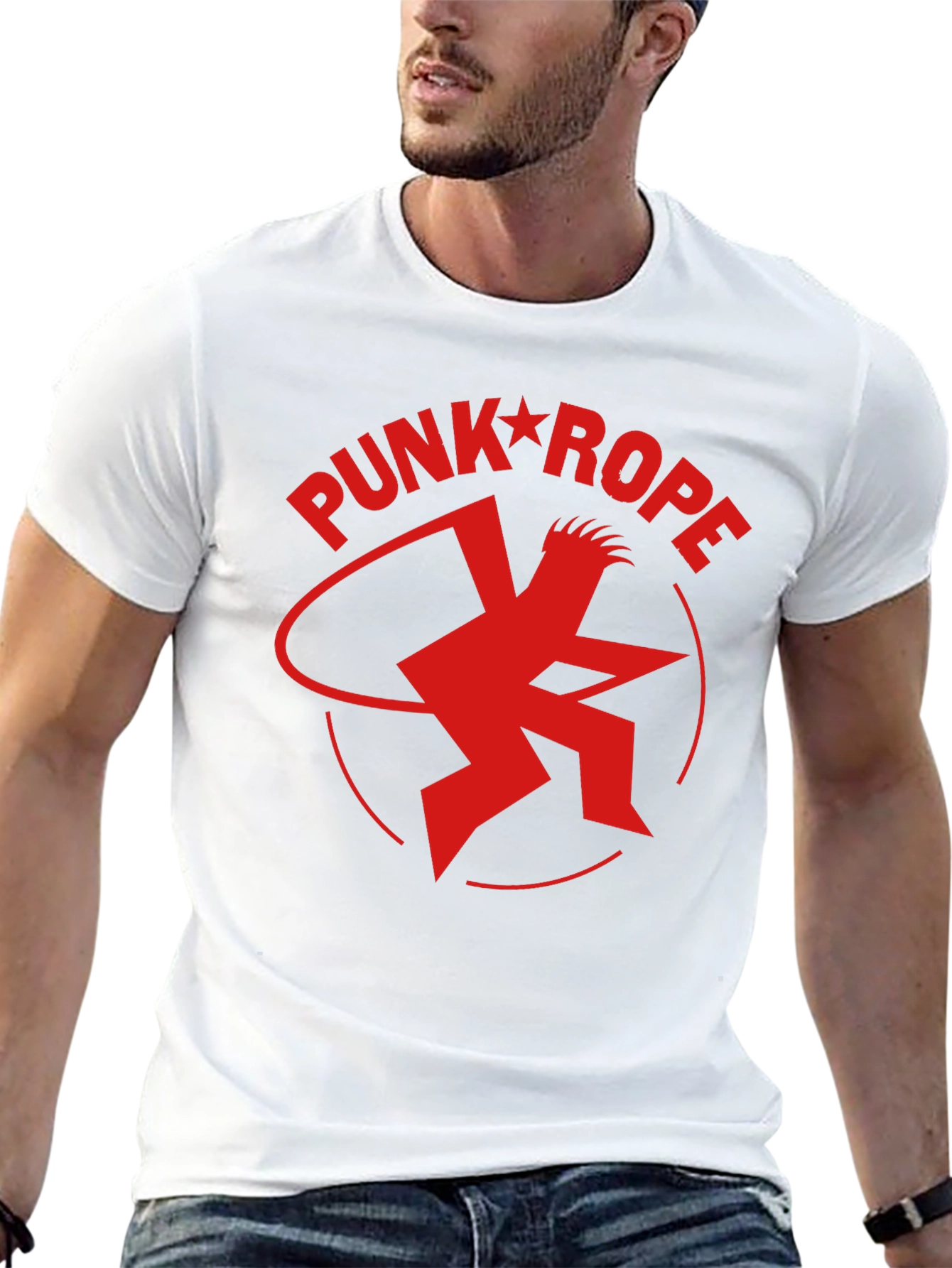 Punk Rope Red Graphic Print Black T-Shirt