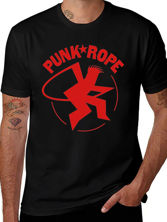 Punk Rope Red Graphic Print Black T-Shirt