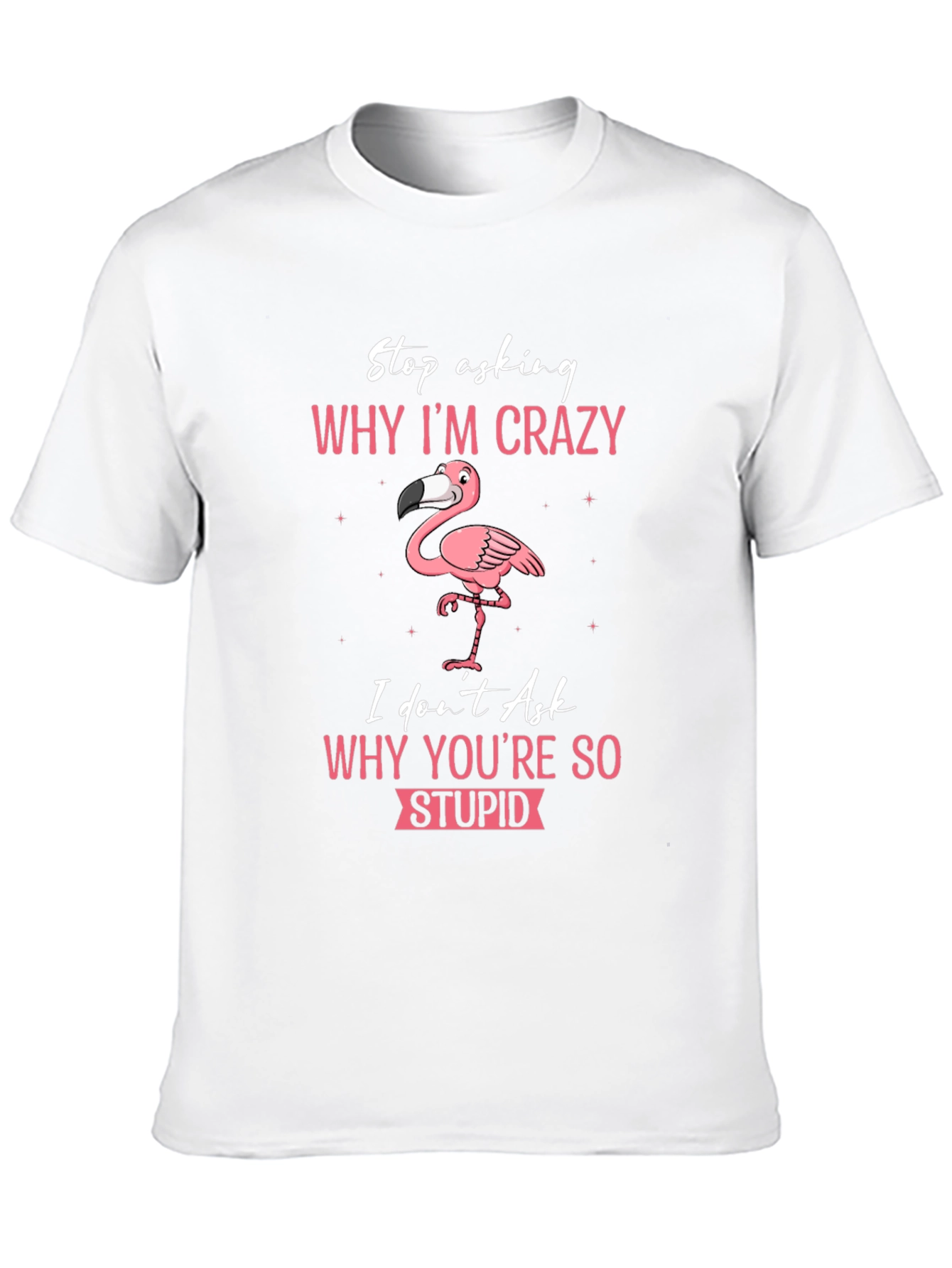Crazy Flamingo T-Shirt - Stop Asking Why Im Crazy